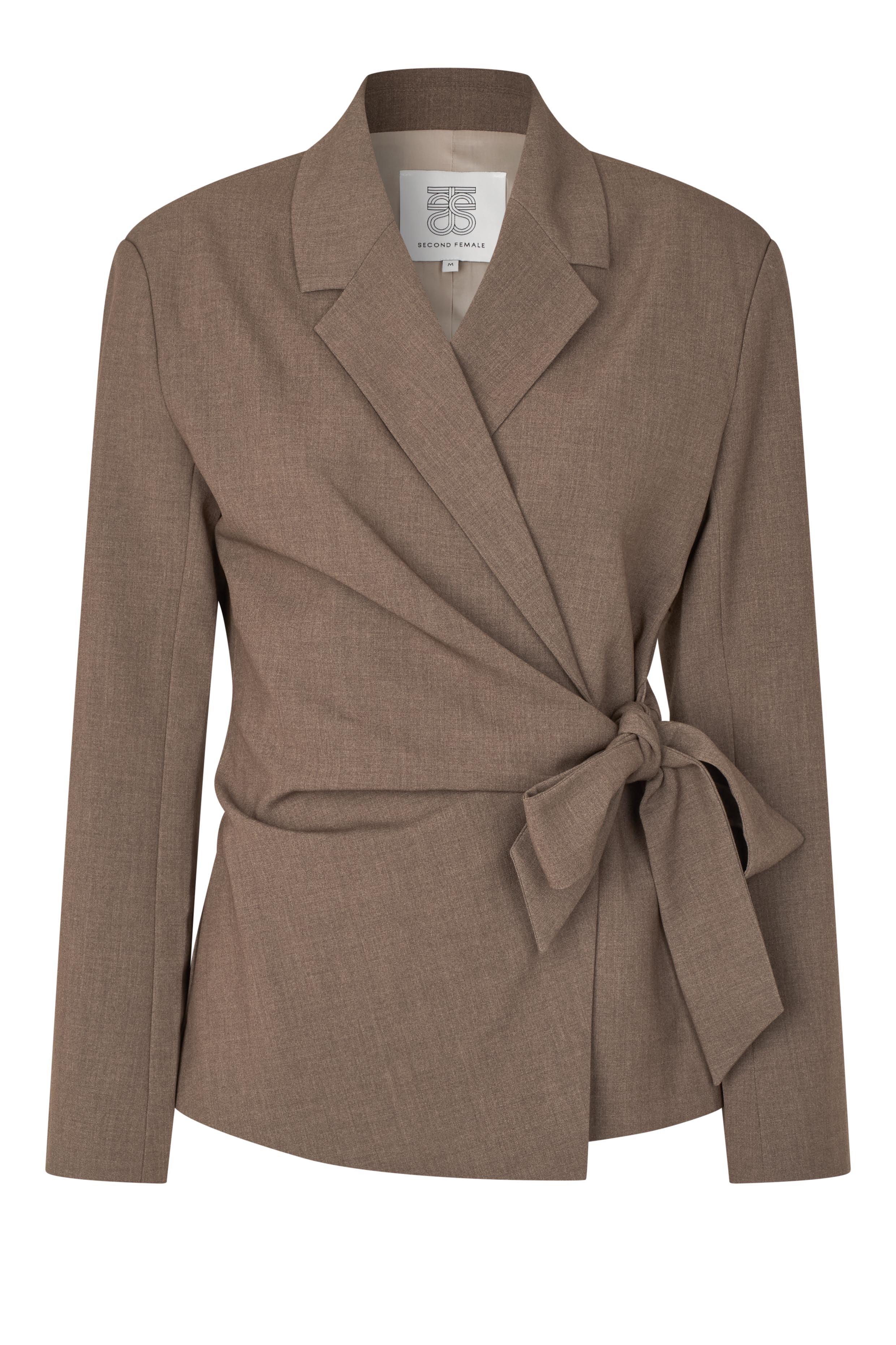 Second Female Blazer -  Dakota Wrap Blazer i Mid Brown Melange