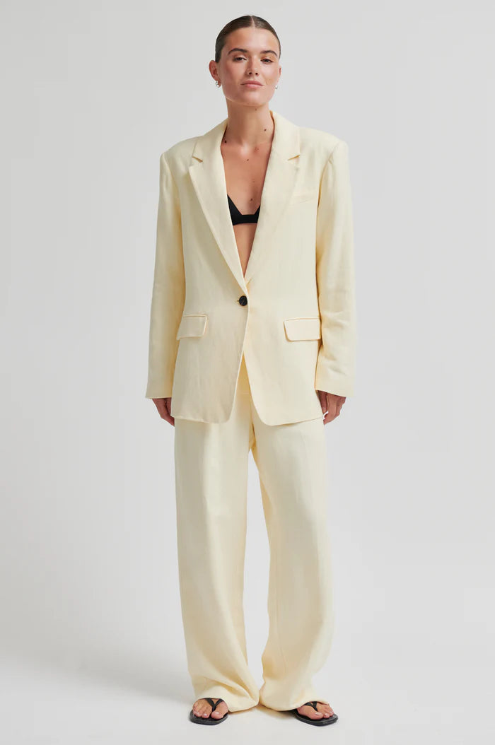 Second Female Bukser - Lino Classic Bukser i Alabaster Gleam Gul