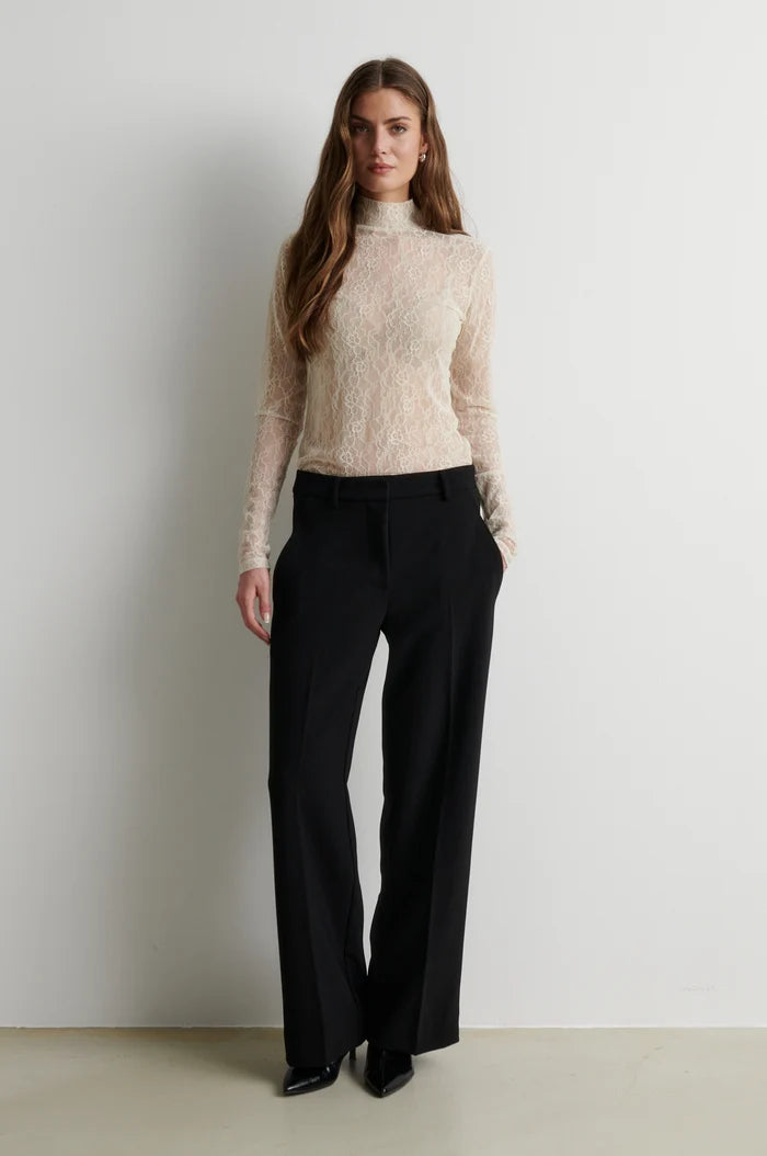 Second Female Bluse - Luria LS Lace Mesh Bluse i Birch