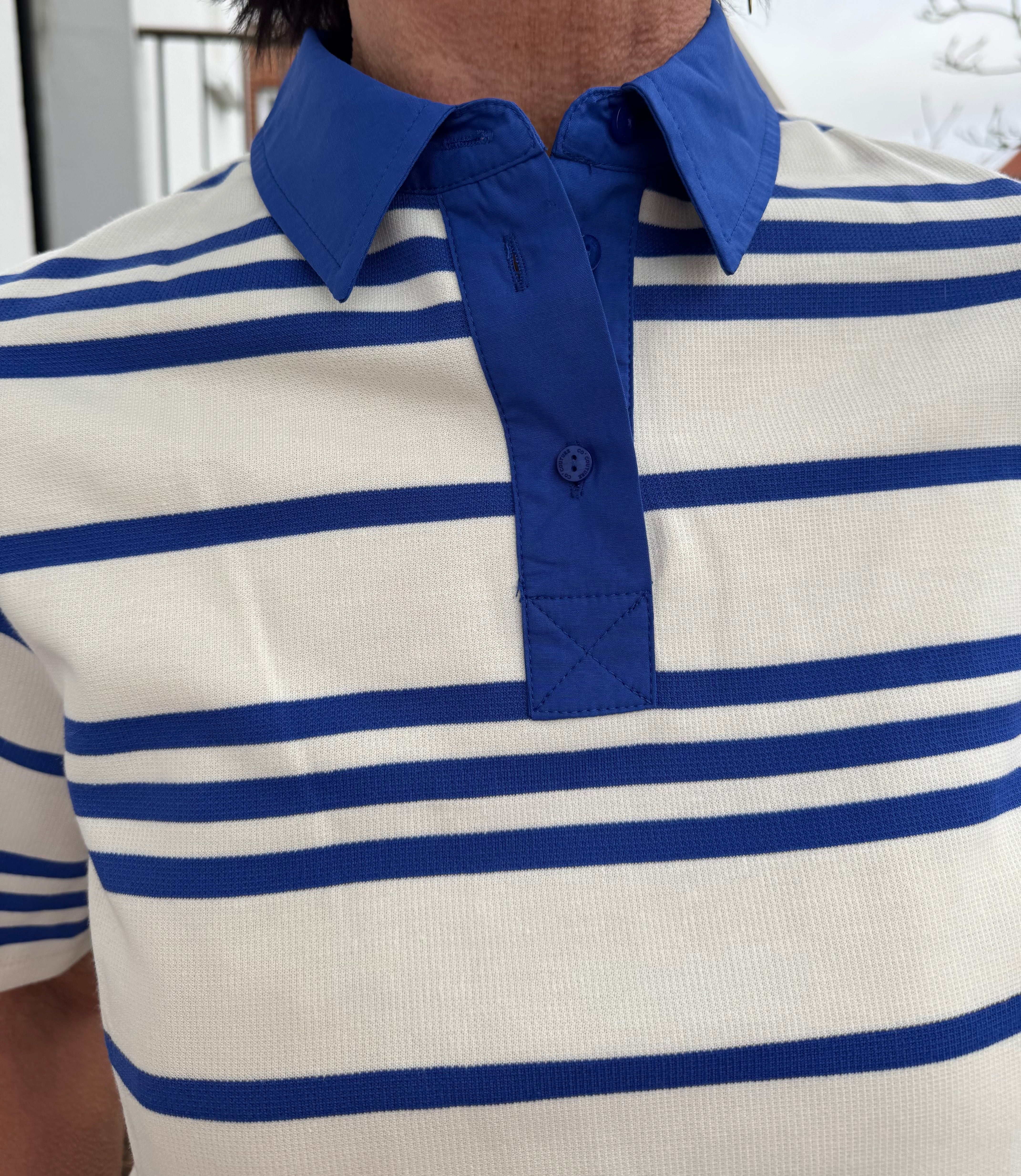 Co'Couture Bluse - LennonCC Stripe Polo Tee i New Blue