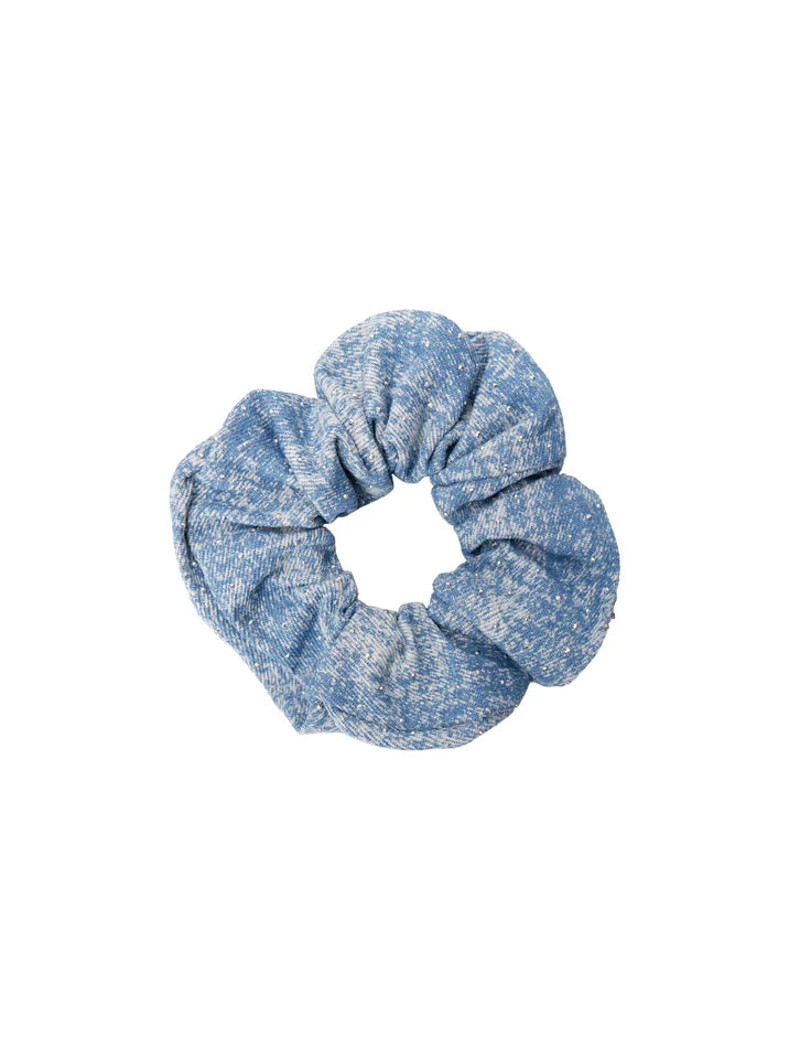 Black Colour Hårelastikker - BcSif Denim Scrunchies Med Sten i Lys Denim Blå