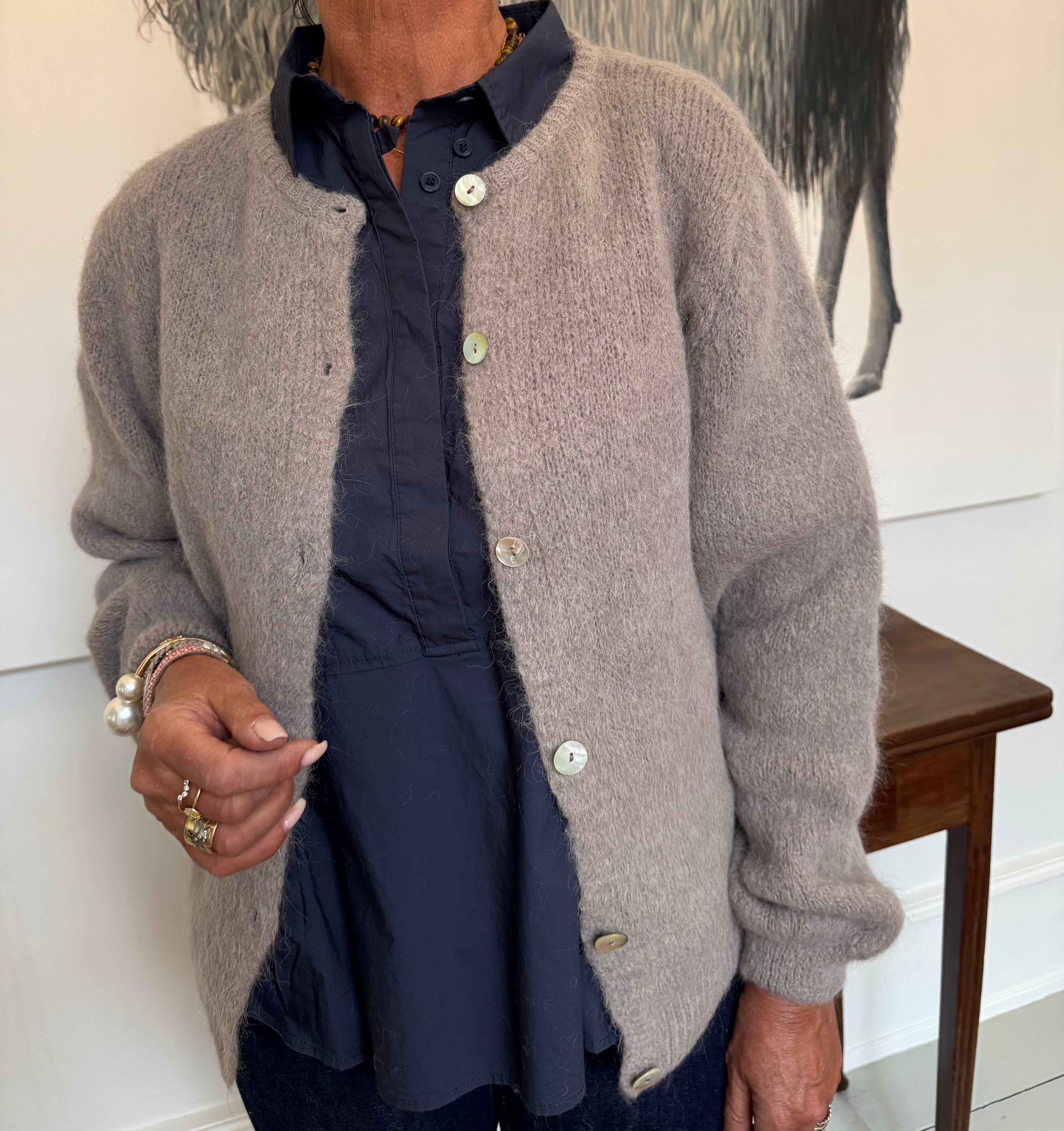 Americandreams Cardigan - Susan Alpaca Strik Cardigan i Light Taupe
