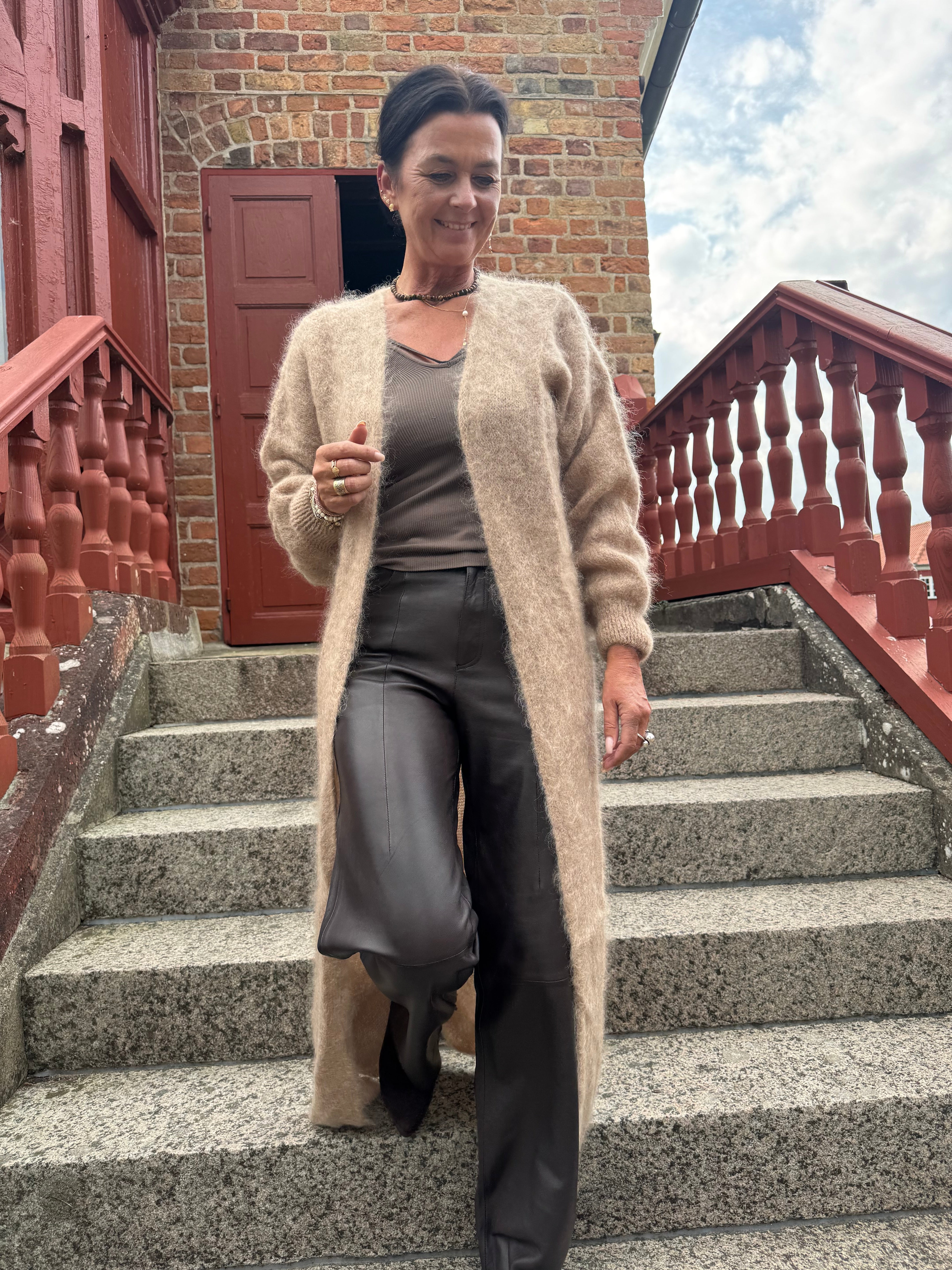 Americandreams Cardigan - Lee Lang Cardigan i Medium Brun