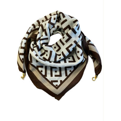 Tim & Simonsen Tørklæde - 592 Franny Jewely Tørklæde i Brown Off-White Latte