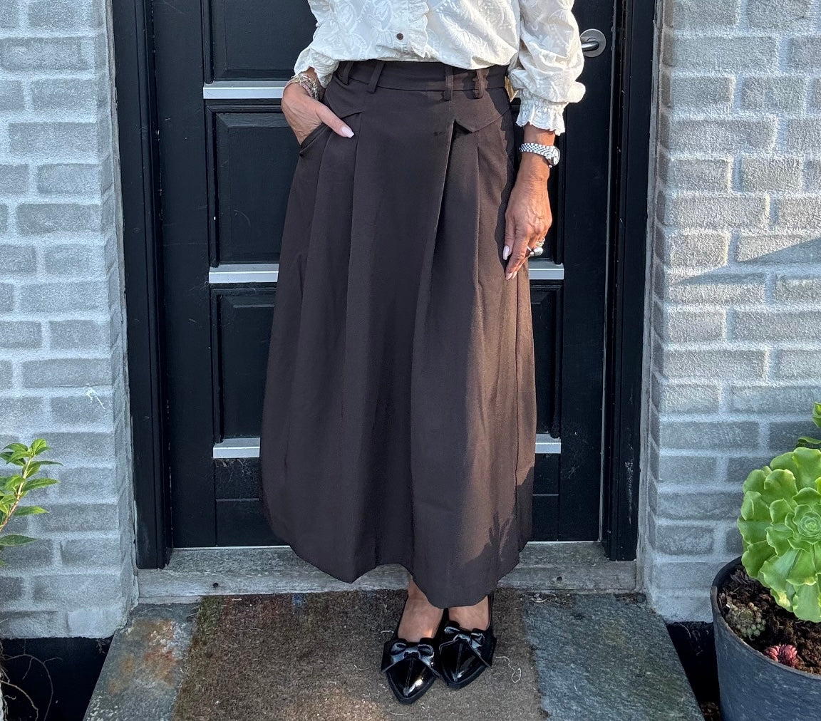 Co´couture Nederdel -  LunaCC Pocket Pleat i Dark Brown
