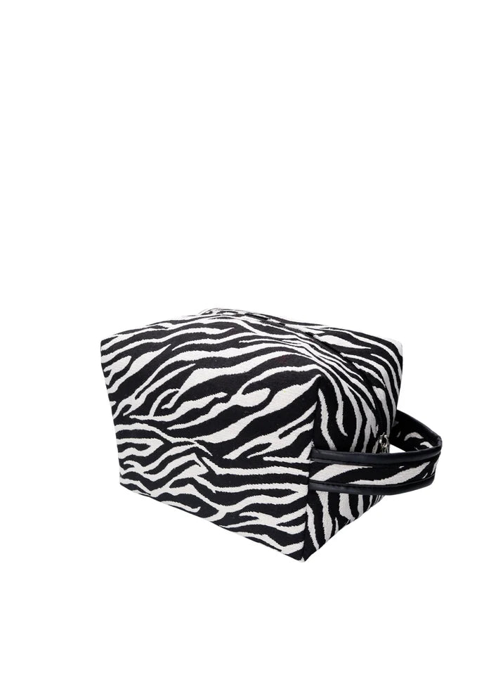 Black Colour Toilet Taske - BcNyla Stor Makeup/Toilet Taske i Zebra