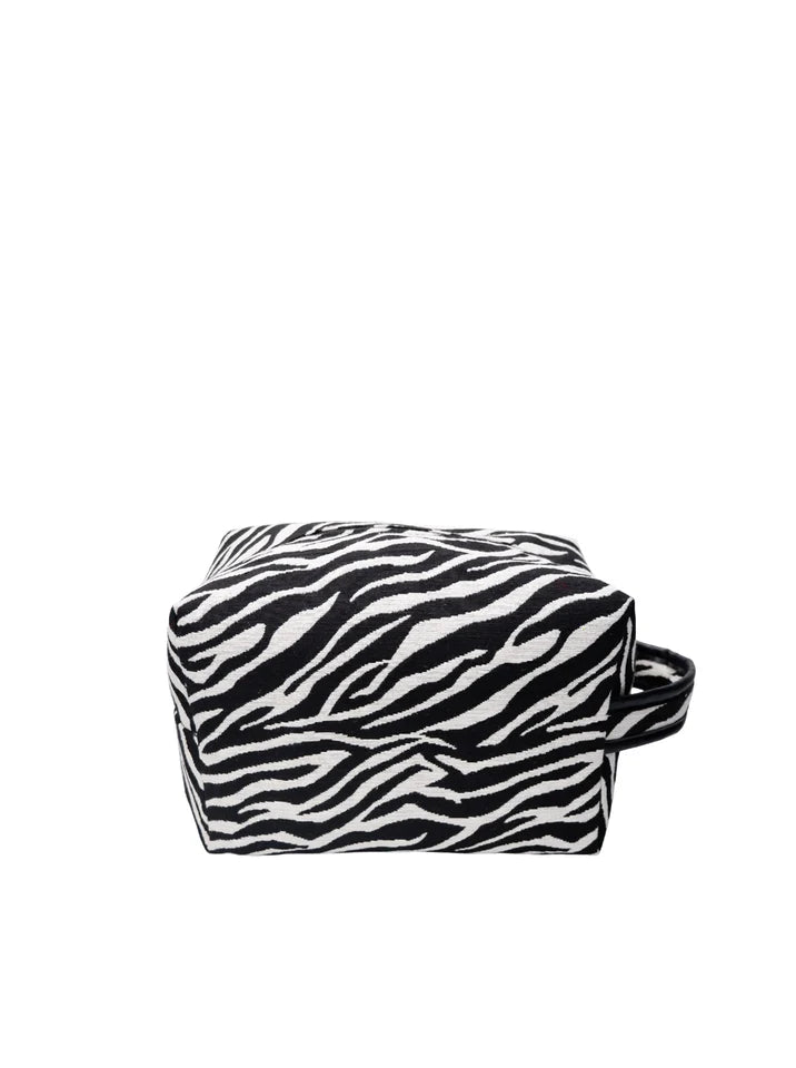 Black Colour Toilet Taske - BcNyla Stor Makeup/Toilet Taske i Zebra