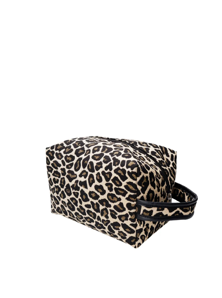 Black Colour Toilet Taske - BcNyla Stor Makeup/Toilet Taske i Leopard