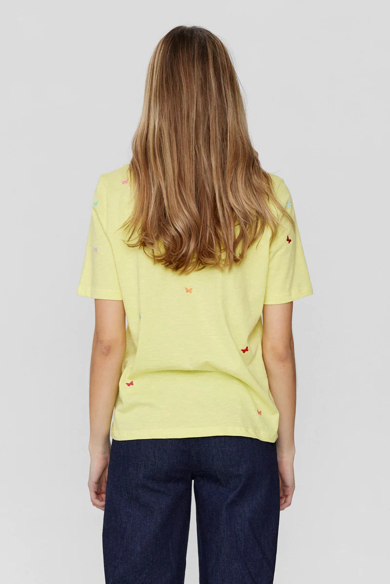 Nümph T-shirt - NuSummi T-shirt i Limelight Med Sommerfulge