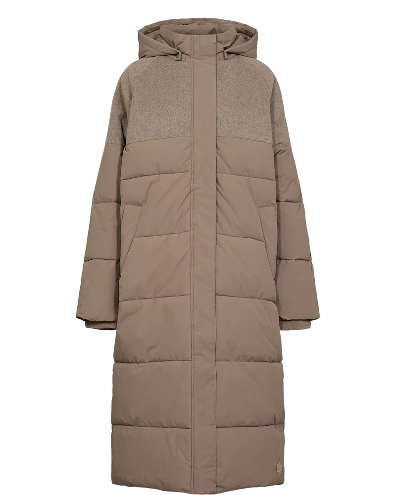Nümph Jakke - NuWillow Lang Jakke i Taupe Grey