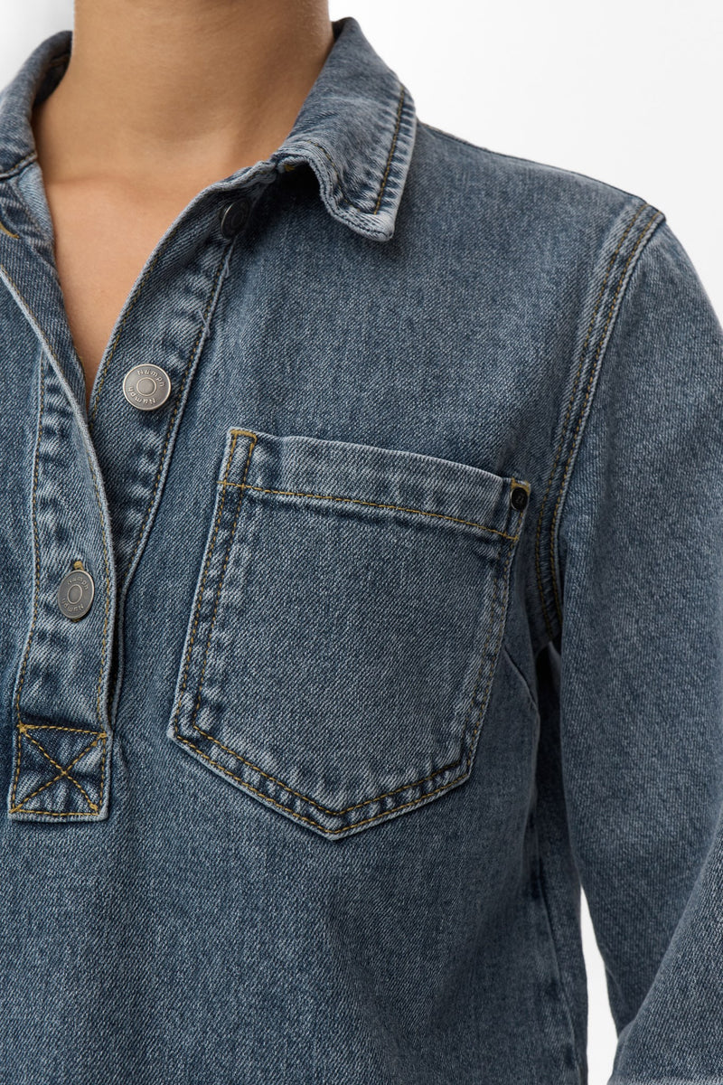 Nümph Bluse - NuToronto Denim Bluse i Blue Washed Denim