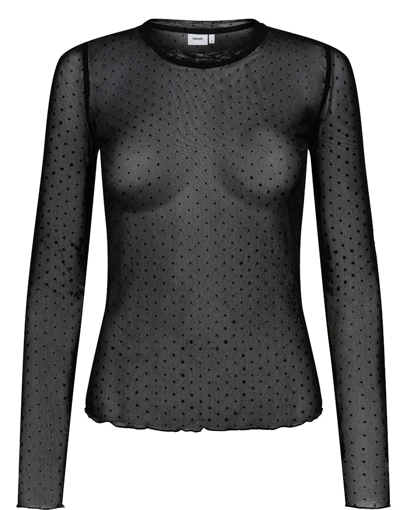 Nümph Bluse - NuJinnie Mesh Bluse i Sort