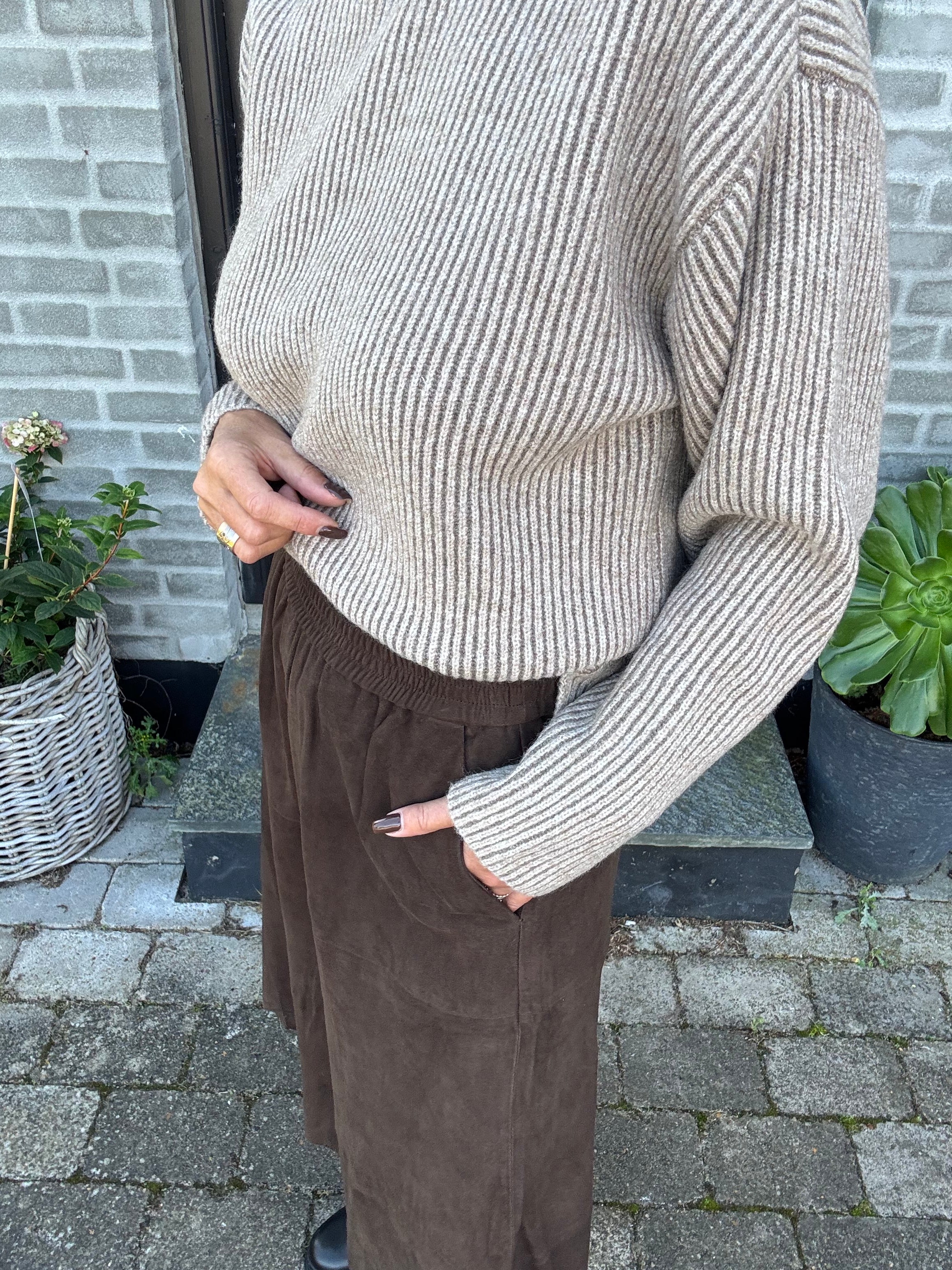Co´Couture Strik - TheresaCC Turtleneck Rib Strik i Sand