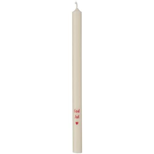 IB Laursen Stearinlys - Kertelys Med Teksten GOD JUL i Hvid Ø: 1,3 x H: 20cm