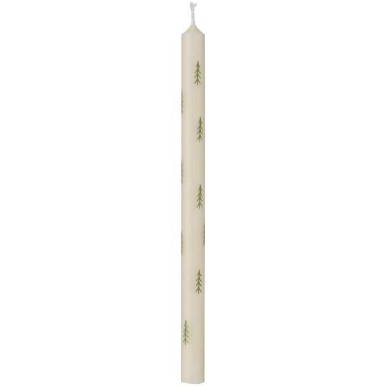 IB Laursen Stearinlys - Kertelys Med Grønne Juletræer Ø:1,3 x H:20cm