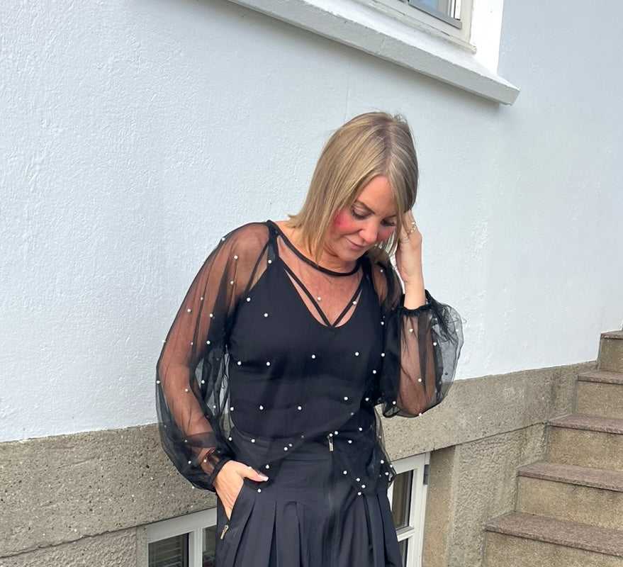 Black Colour Bluse - BcPerla Mesh Bluse i Sort