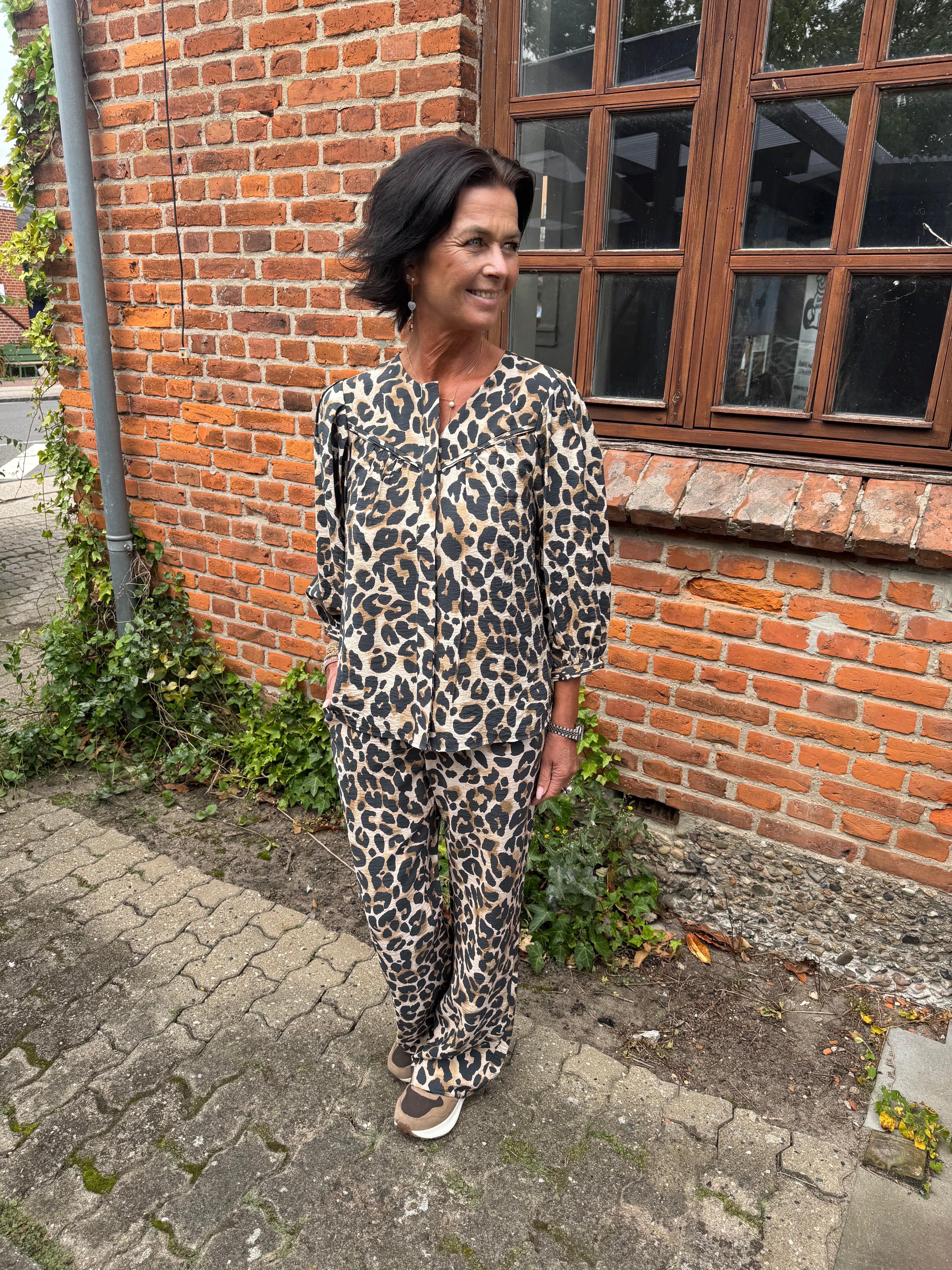 Garcia Skjorte - 50030 Leopard Skjorte i Almond