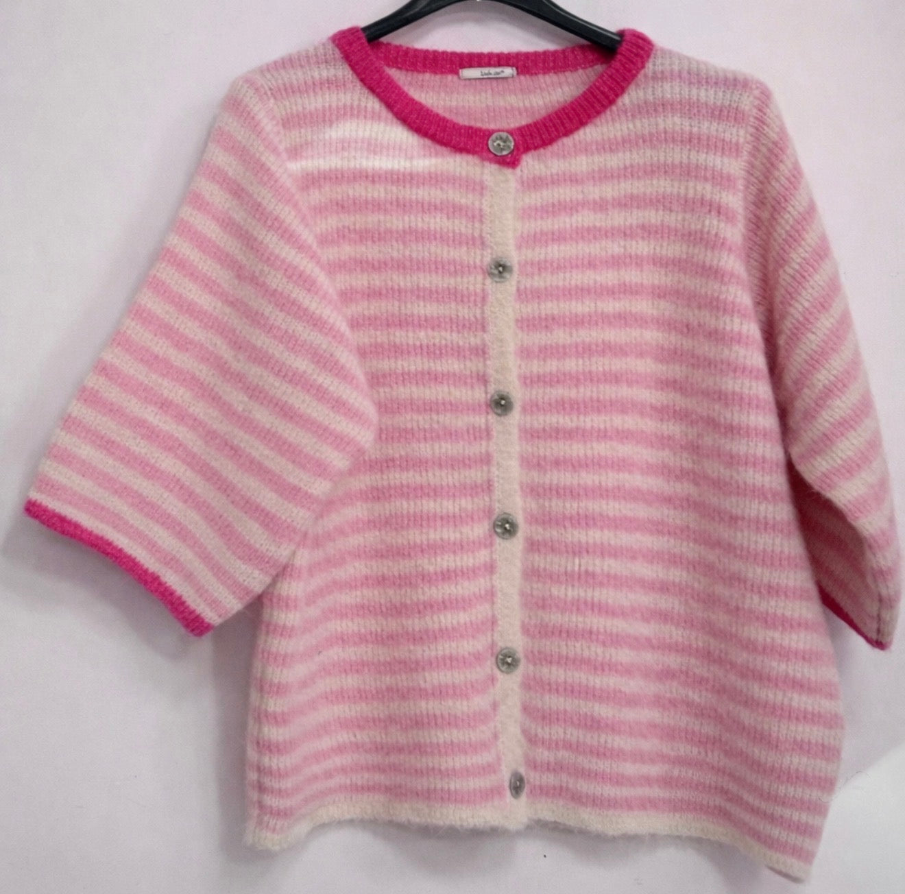 MARTA du château Cardigan - 8262 MdcSusanne Strik Bluse i Pink Strib