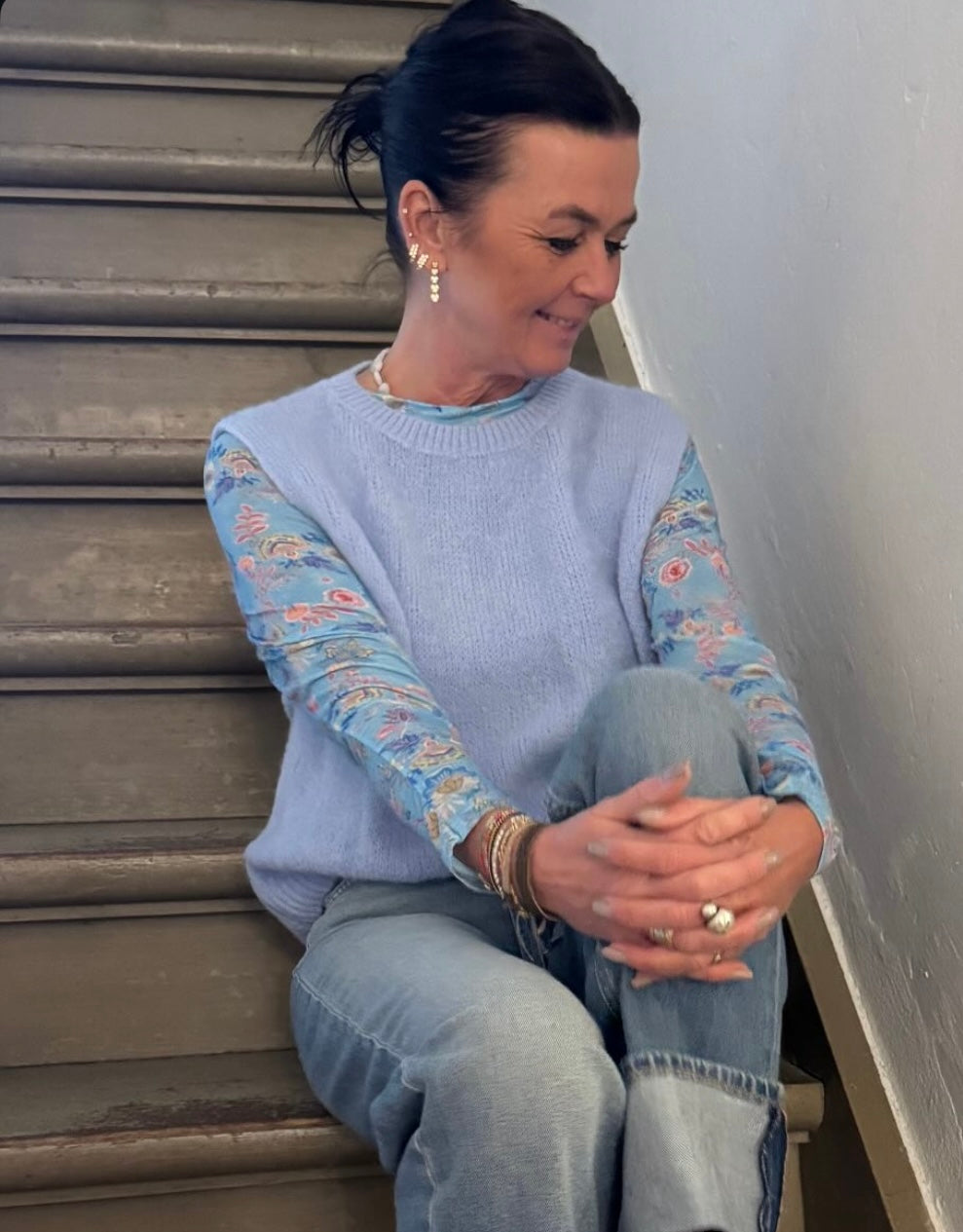 MARTA du château Bluse - 7914 MdcElissa Top  i Celeste Blå Med Blomster