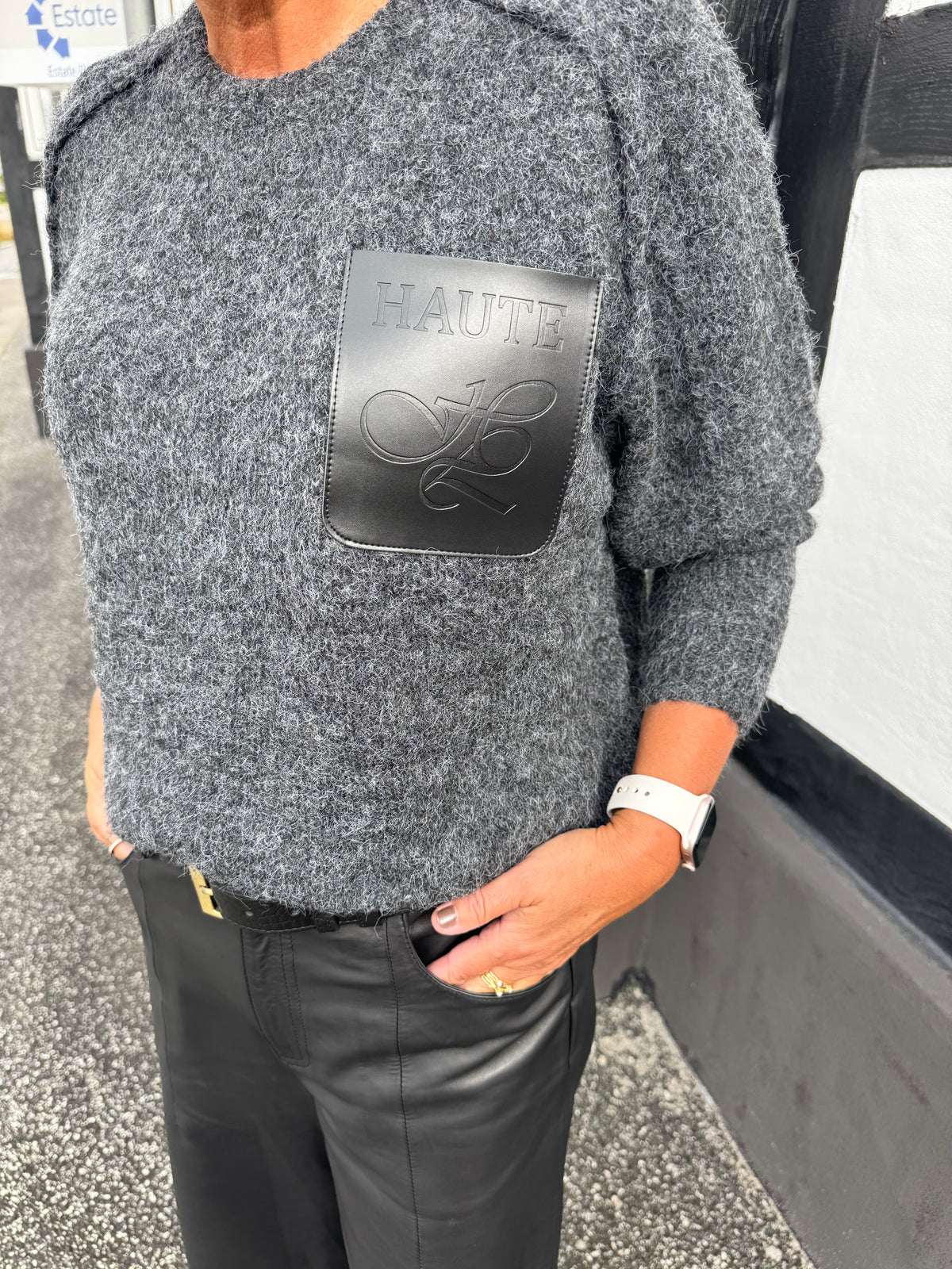 Haute L´amitié Strik - Darcia Reverse Crop Pocket Strik i Antique Melange