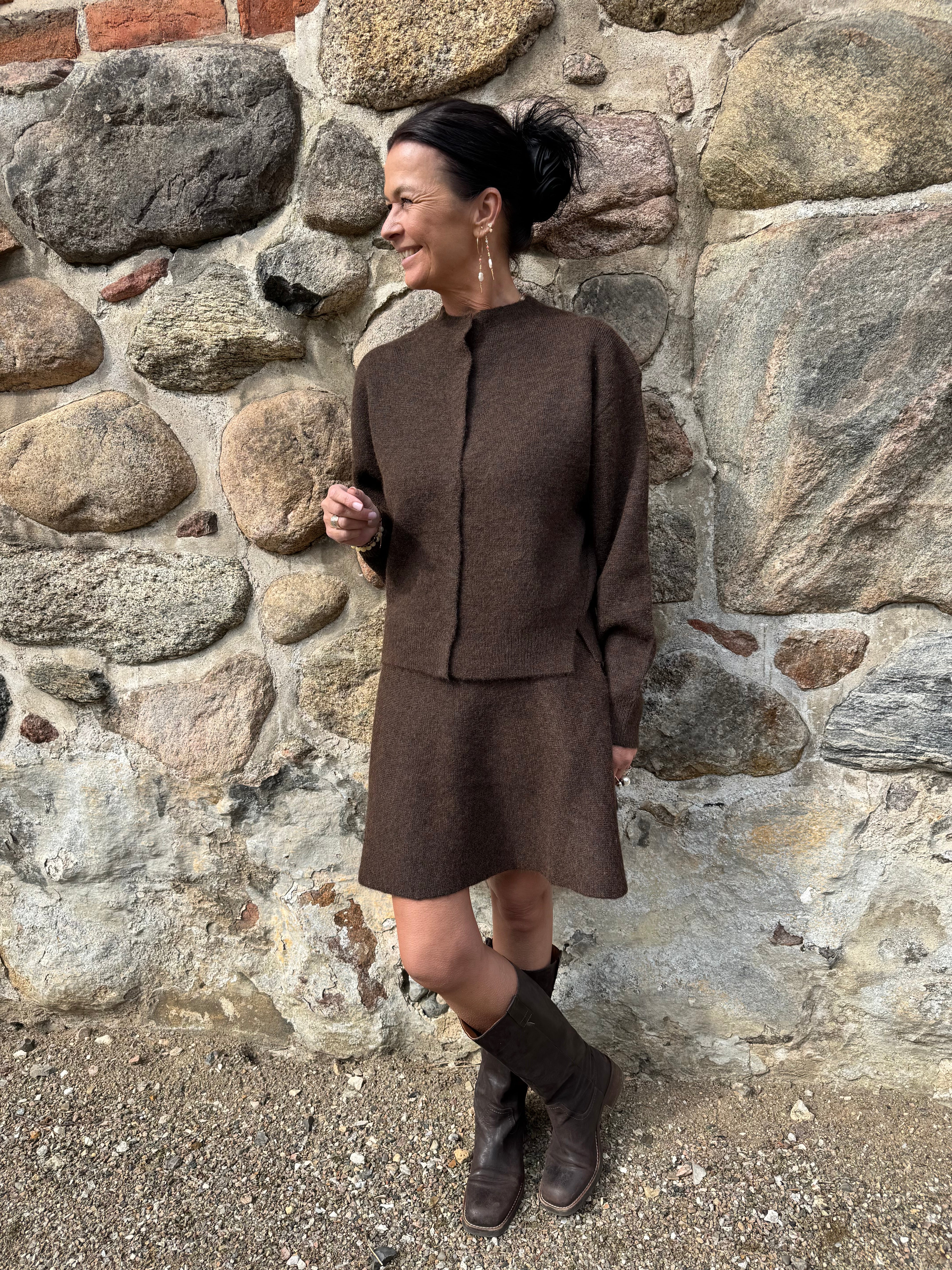 Neo Noir Nederdel - Renata Fliffy Strik Nederdel i Brown Melange