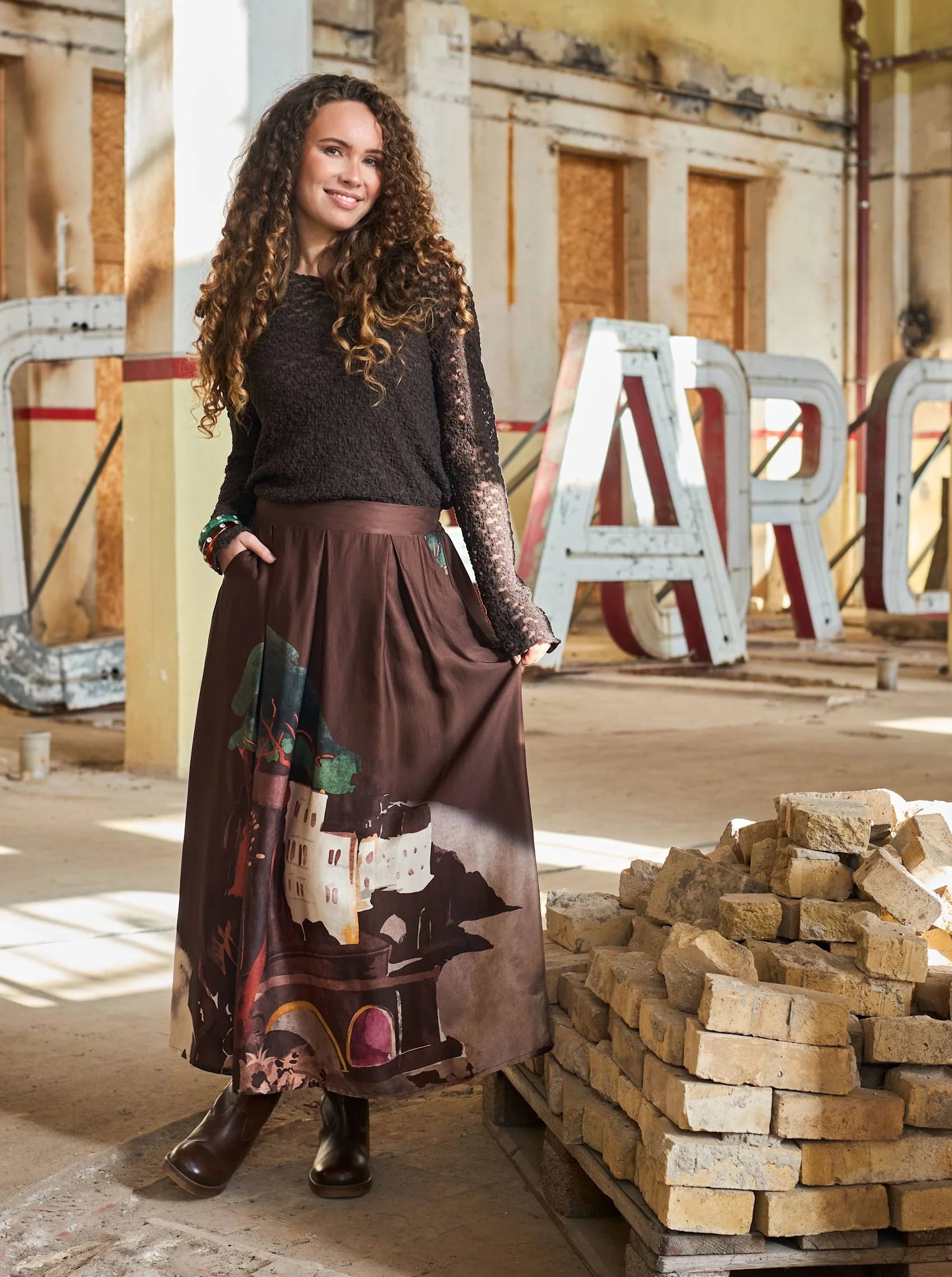 Black Colour Bluse - BcBlaire LS Lace Bluse i Coffee