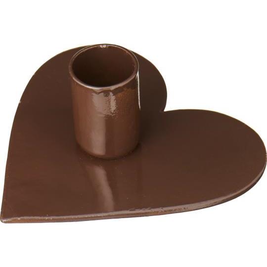 IB Laursen Lysestage - 90232-14 Hjerte Lysestage Brun 1,3cm Lys