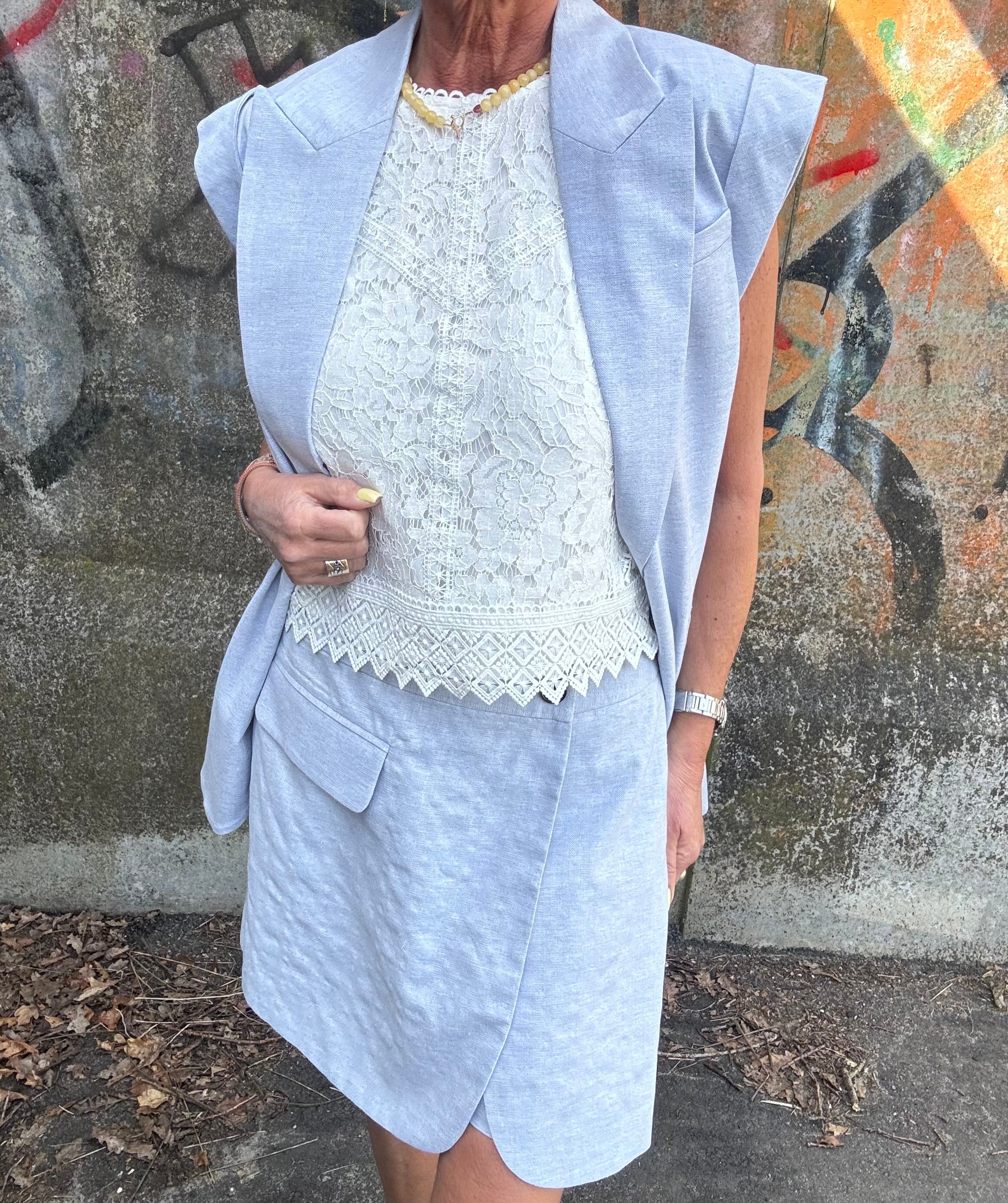 Co´couture Skort - LisaCC Linen Wrap Skort i Light Blue