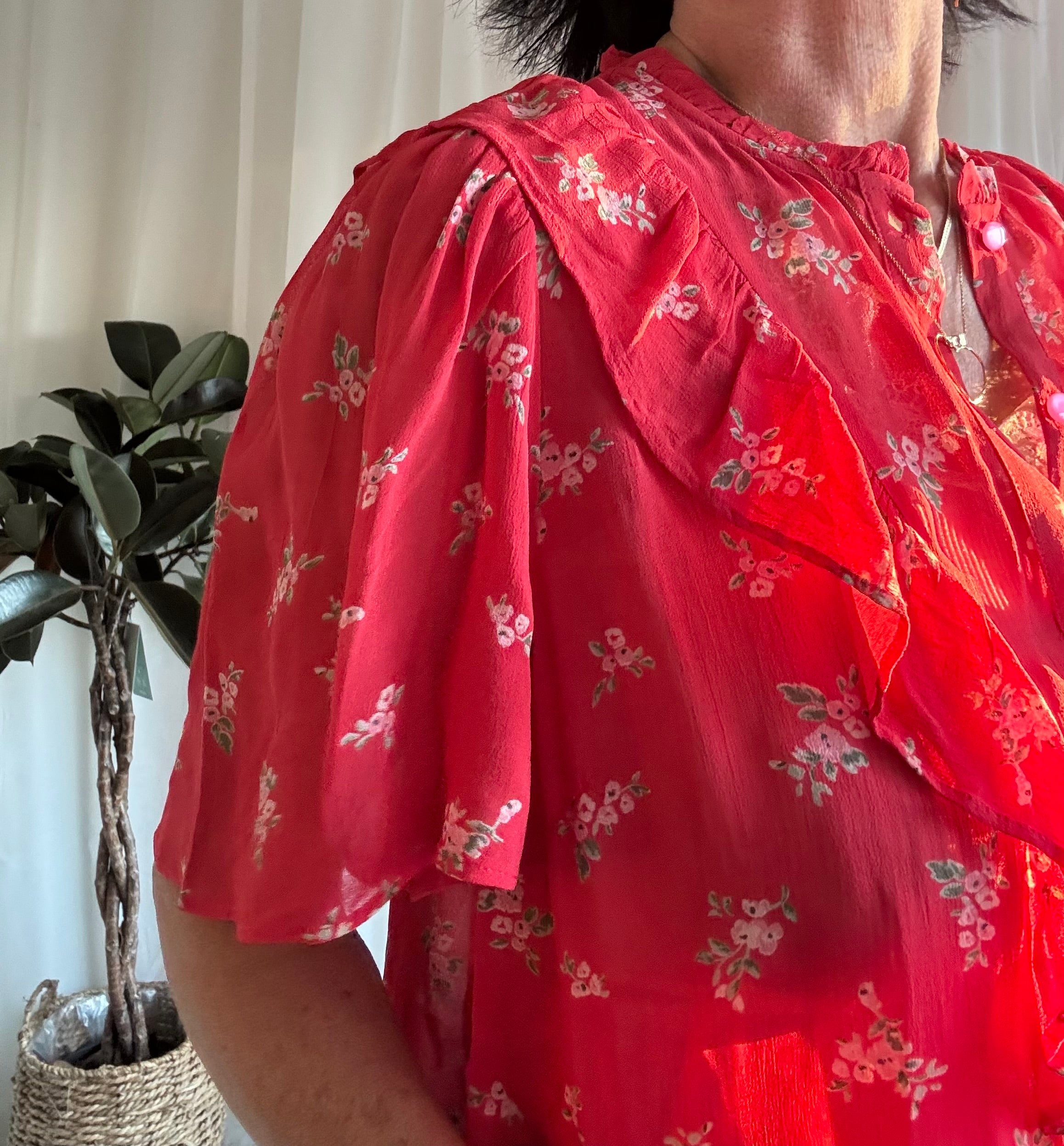 Nümph Bluse - NuFelicity SS Bluse i Geranium Rød