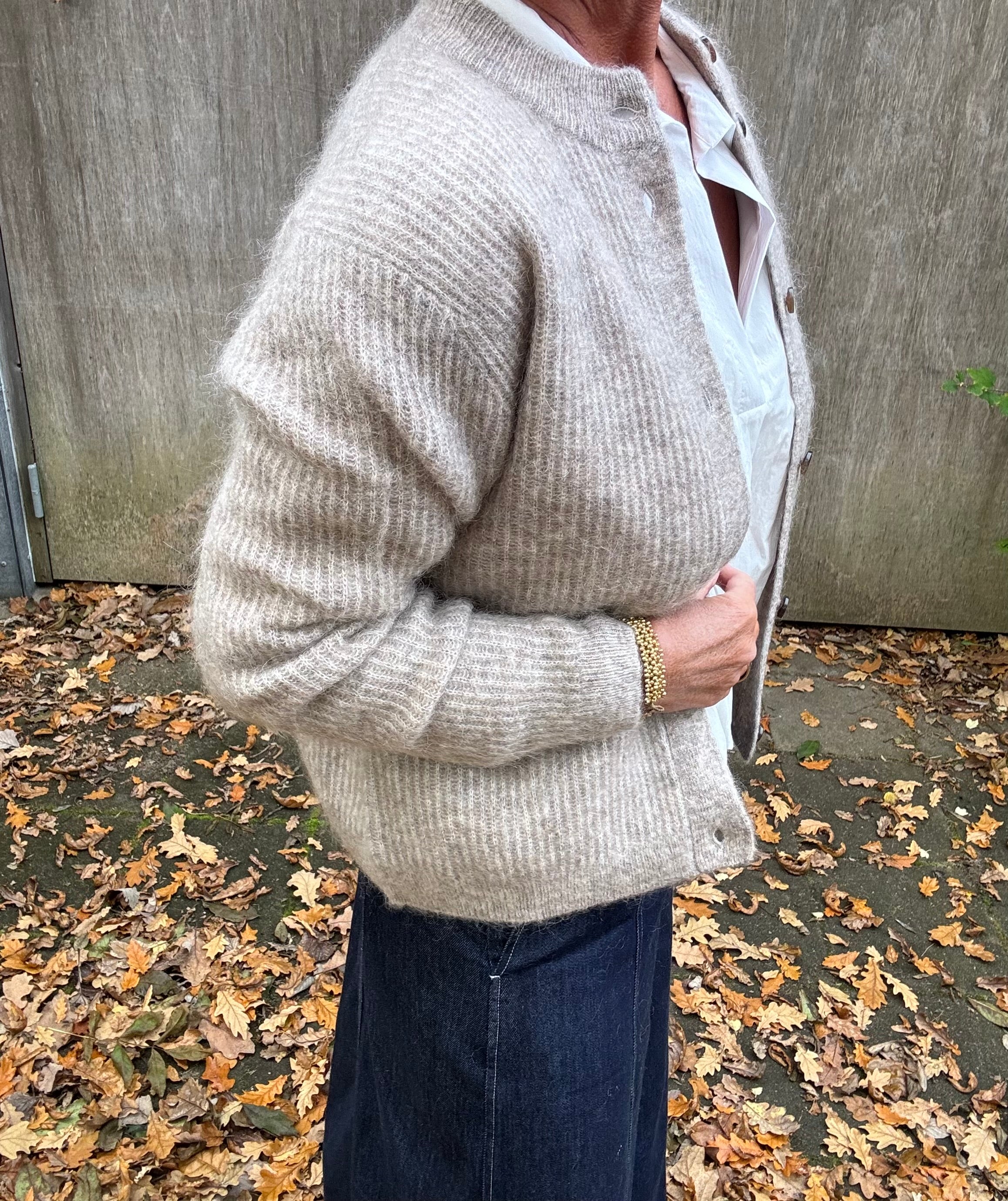 Second Female Cardigan - Brook Strik Rib Cardigan i Beige Melange