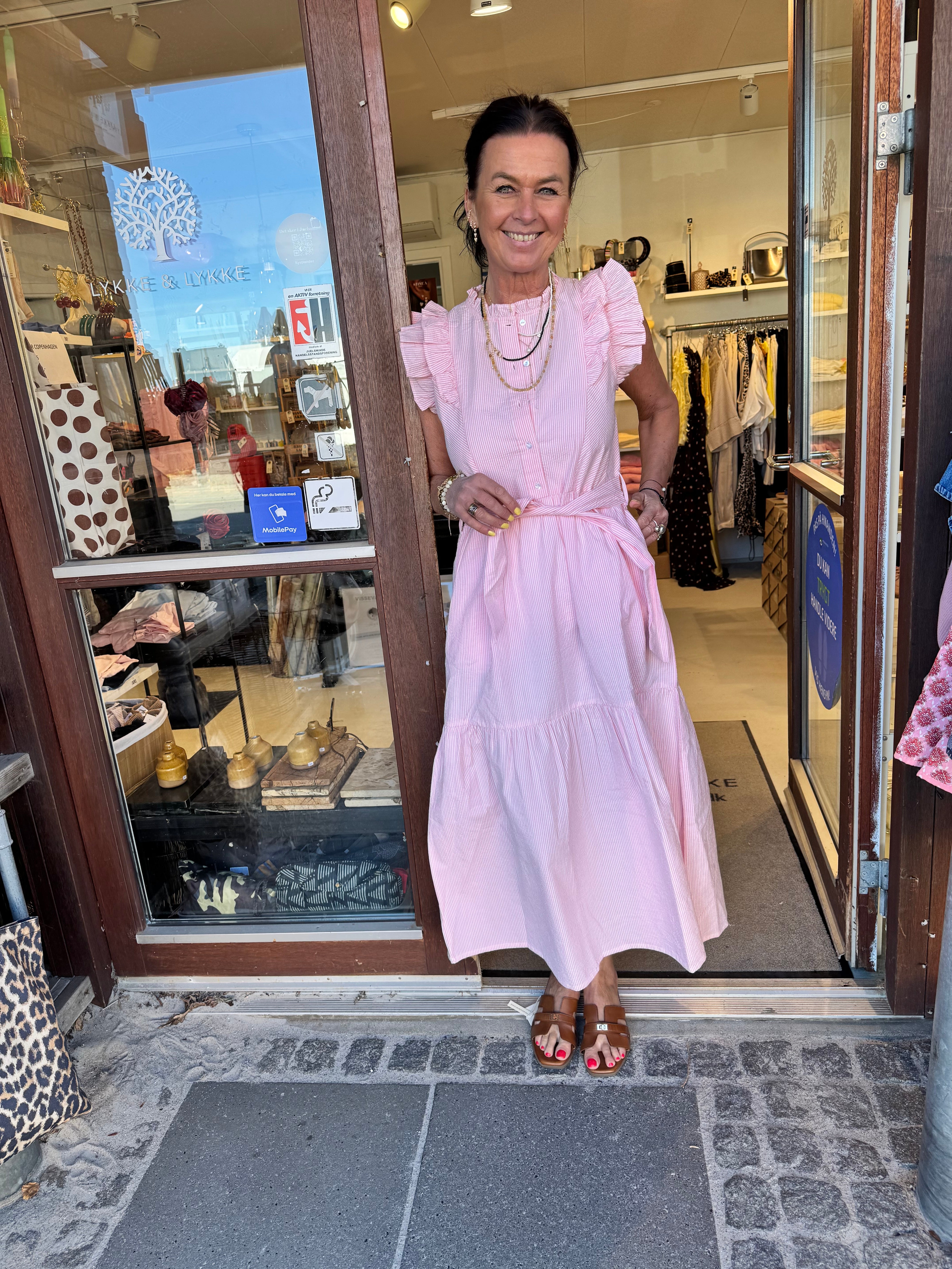 Lollys Laundry Kjole - HarrietLL SL Maxi Kjole i Light Pink Strib