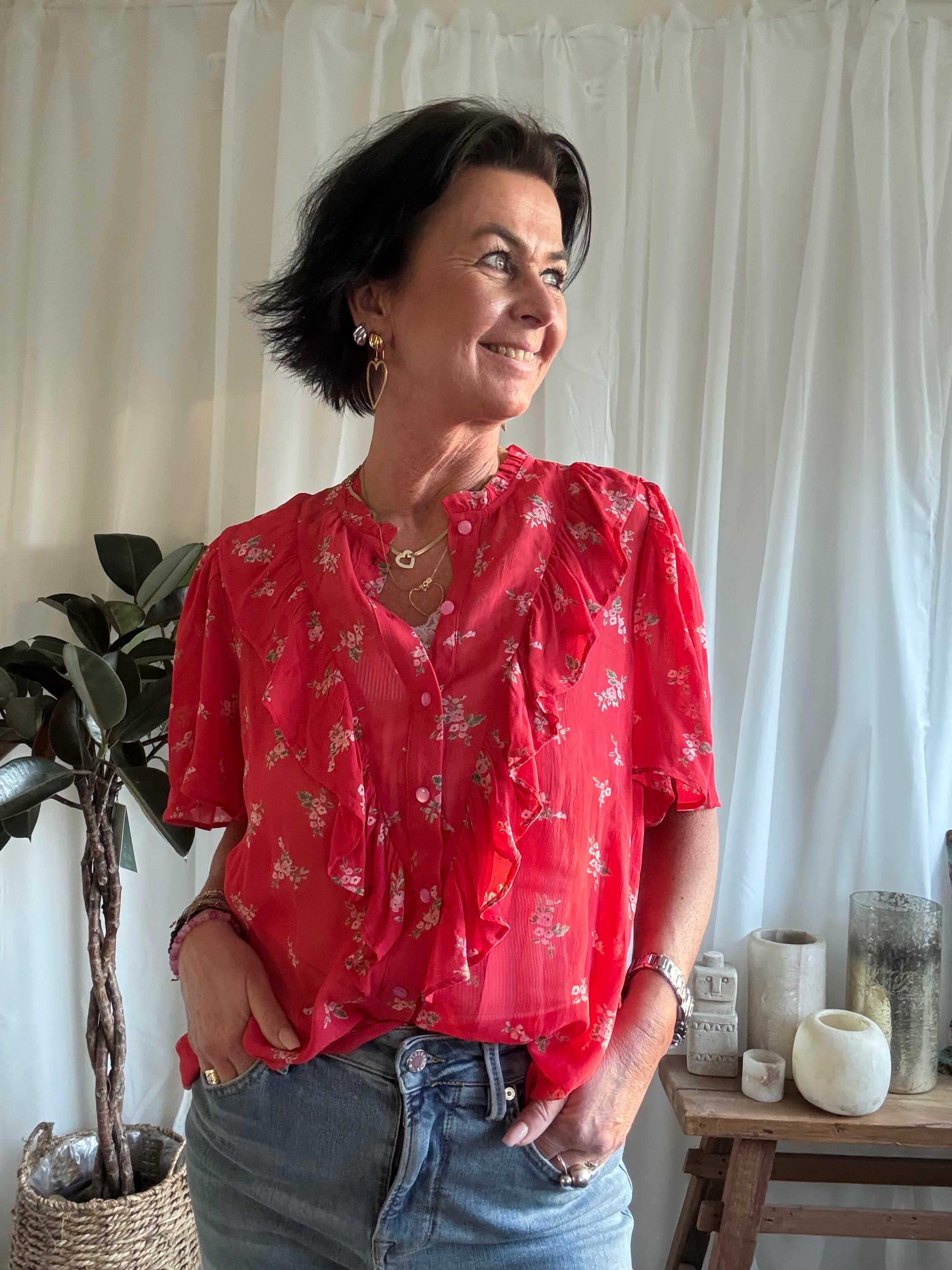 Nümph Bluse - NuFelicity SS Bluse i Geranium Rød