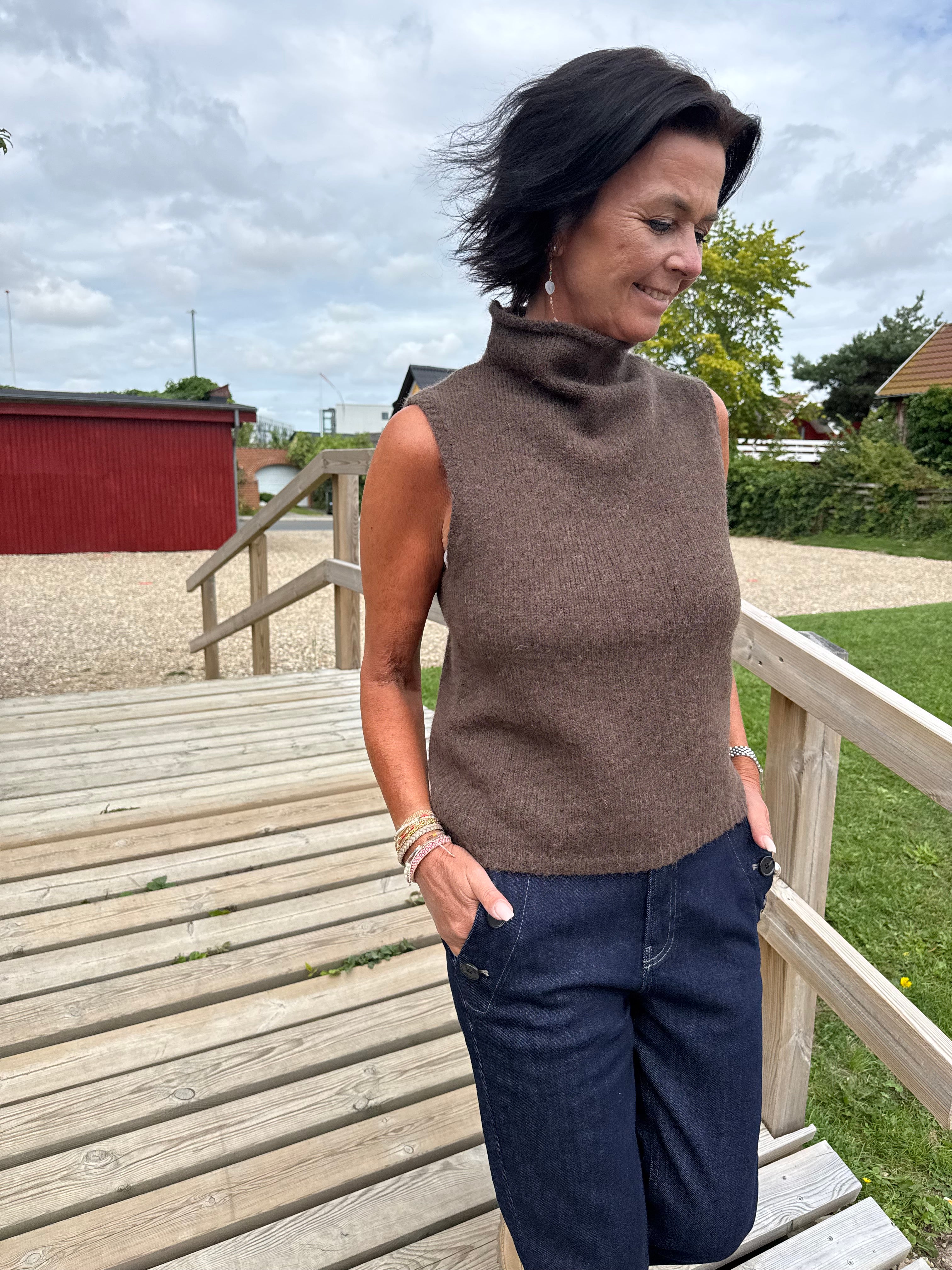 Neo Noir Vest - Odelia Strik Vest i Brown Melange
