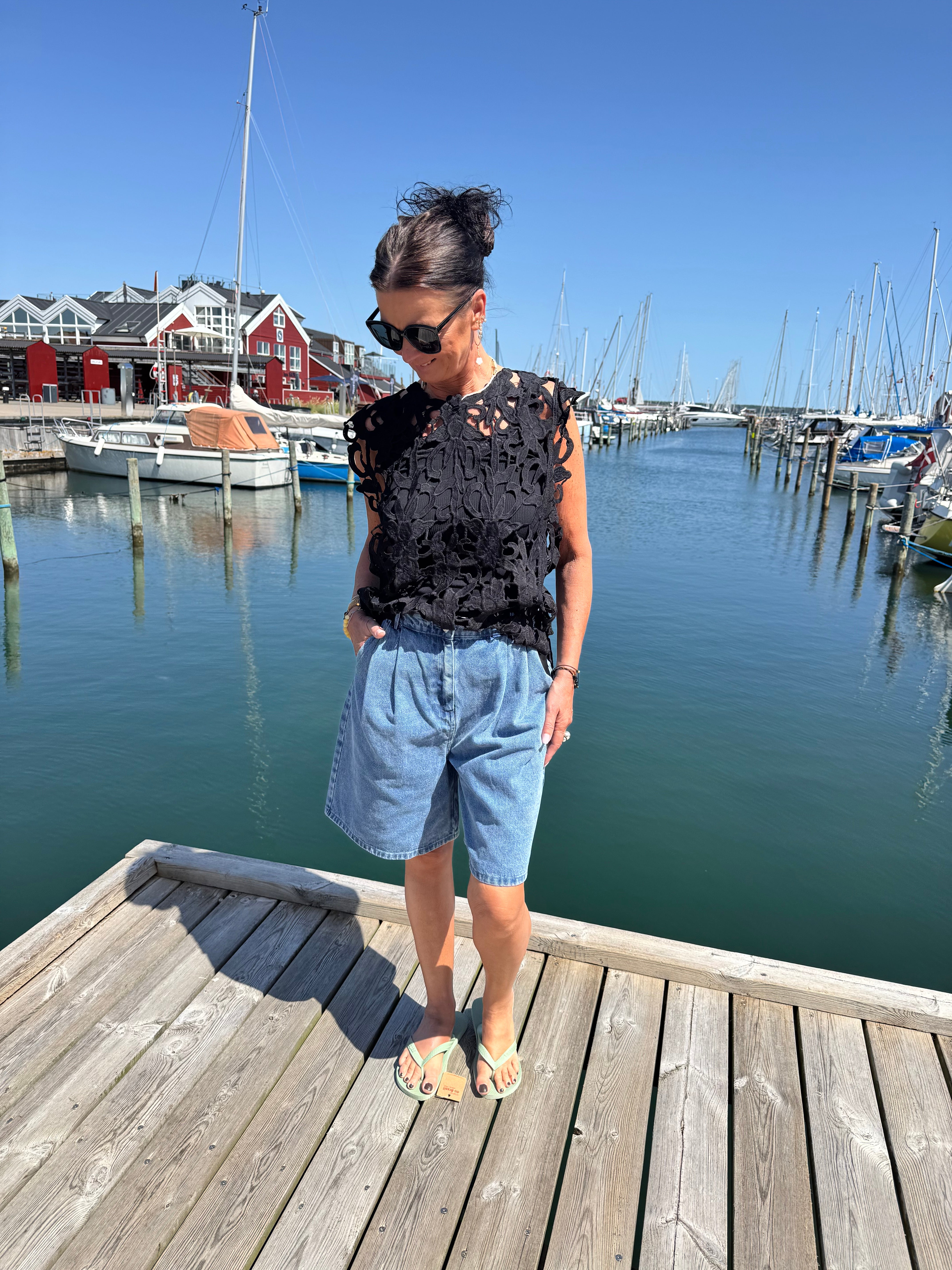 Tim & Simonsen Top - Gudrun Lace Top i Sort