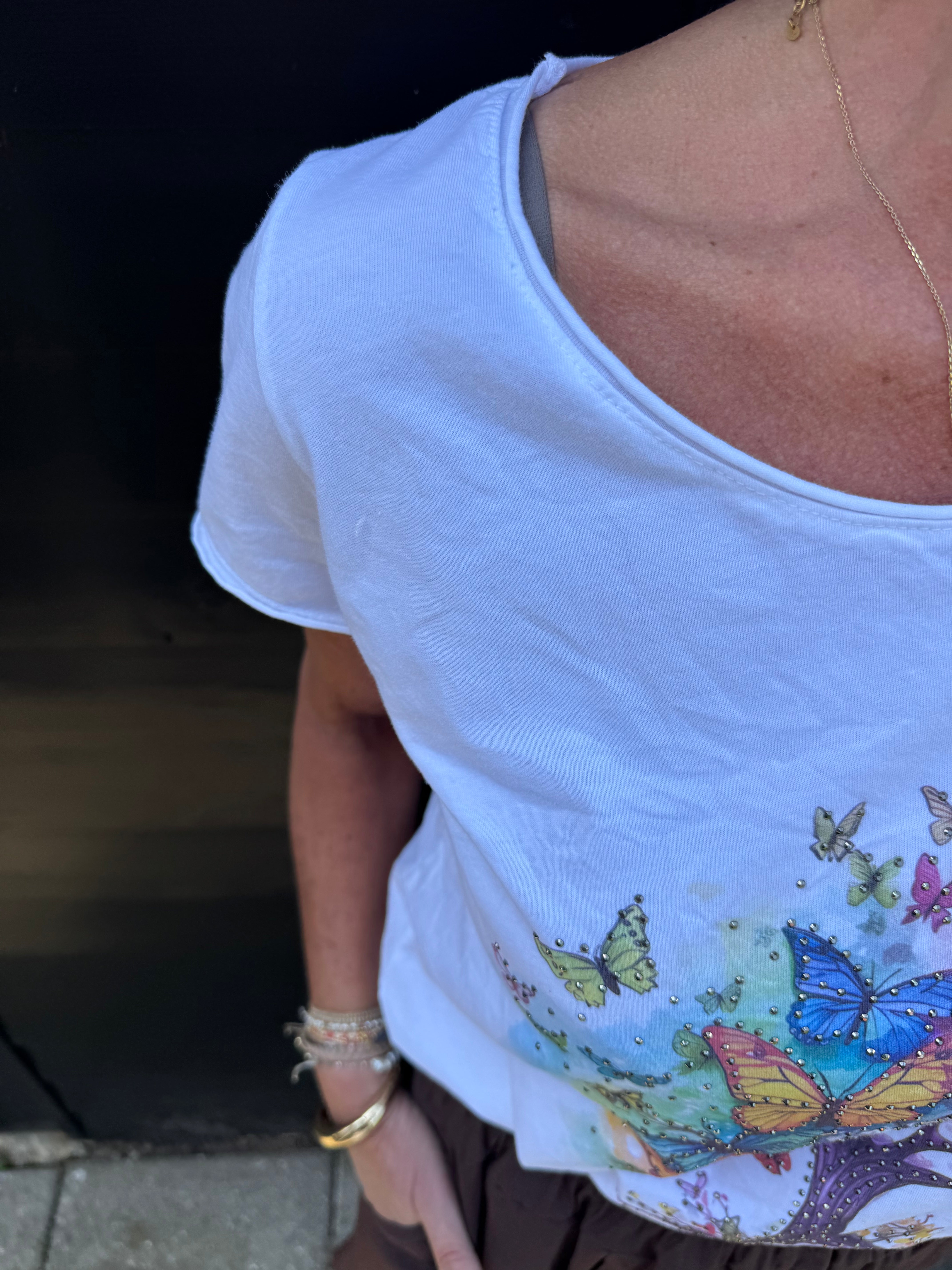 MARTA du château T-shirt - MdcMarie T-shirt i Hvid Med Træ og Sommerfugle
