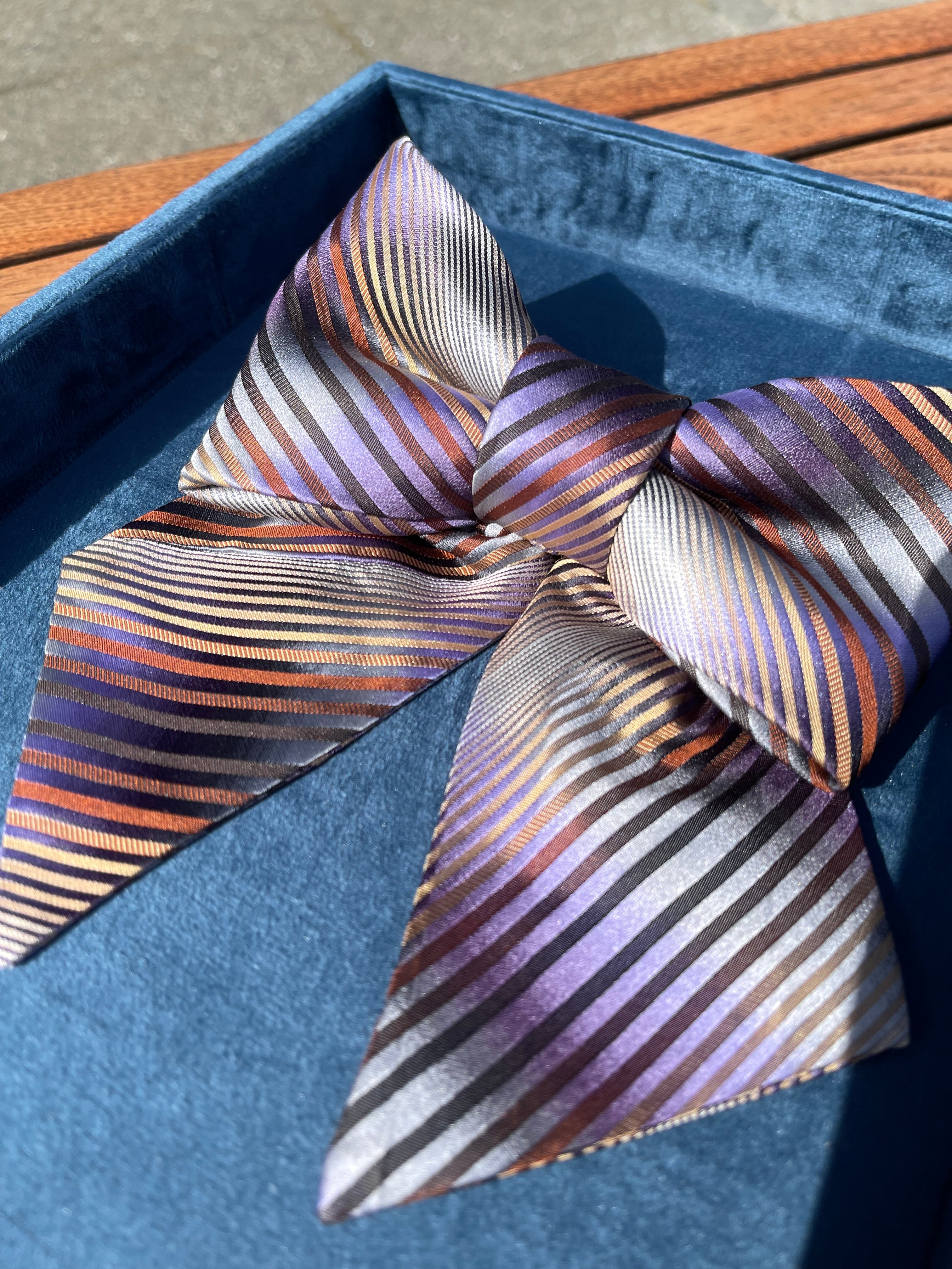 By Hoffgaard Sløjfe - BH4 Tie Me Up Bow Sløjfe i Grå, Lilla, Brun Striber