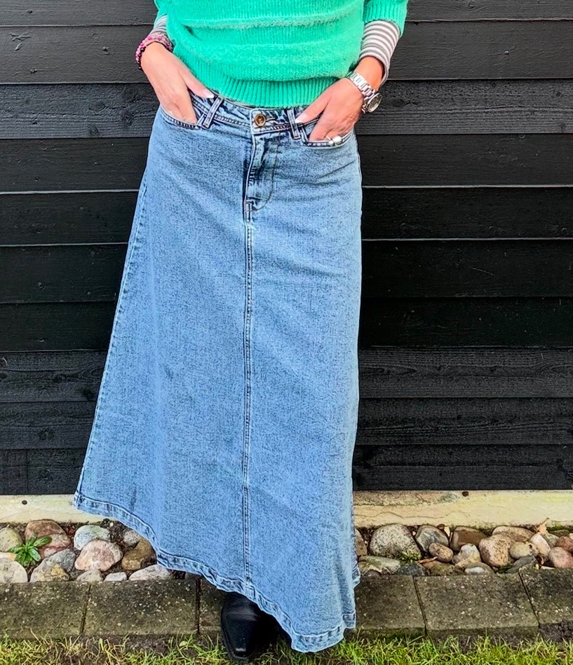 Lollys Laundry Nederdel - Lunall Maxi Nederdel i Denim Blue