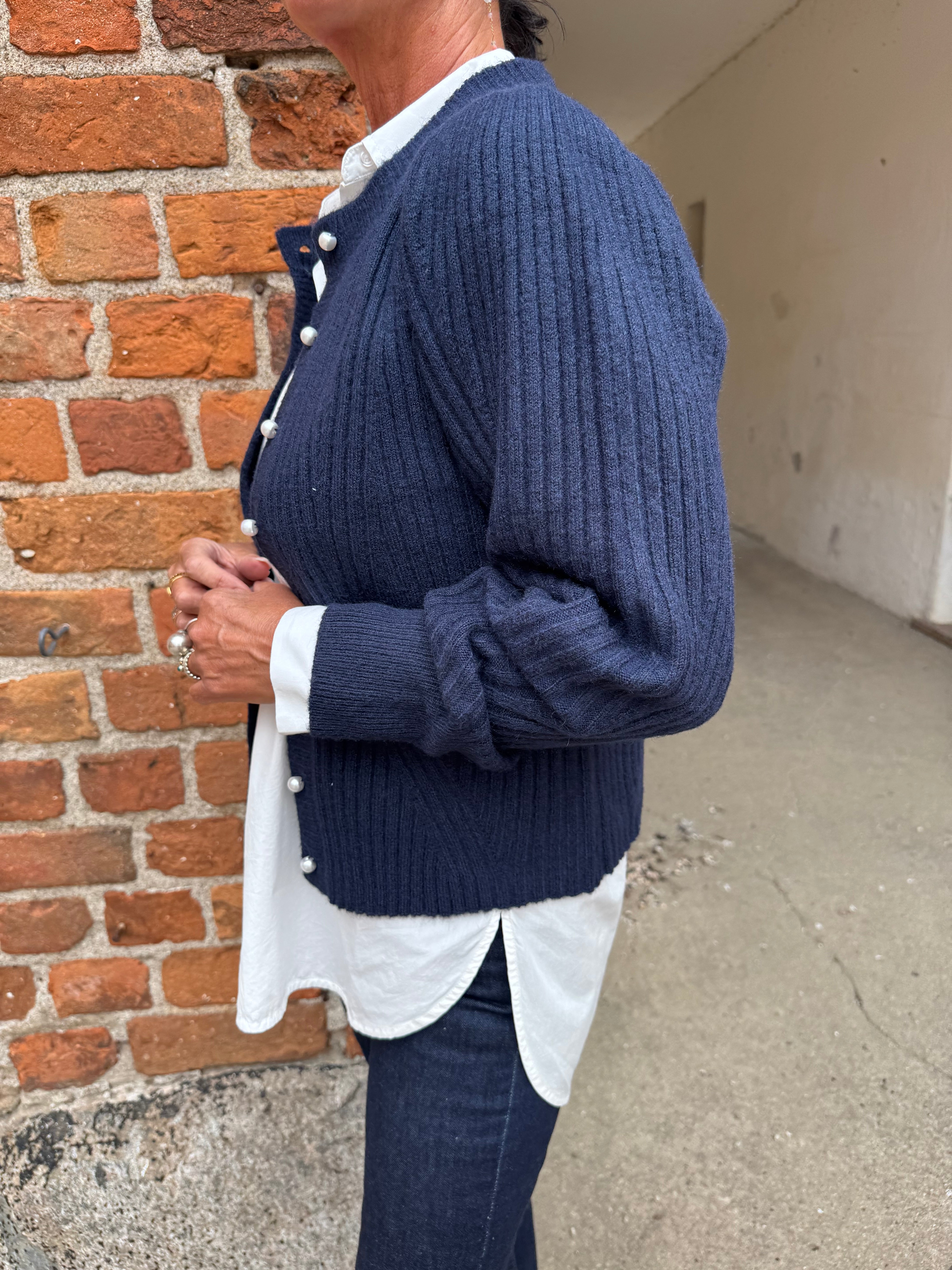 Neo Noir Cardigan - Puli Strik Cardigan i Navy