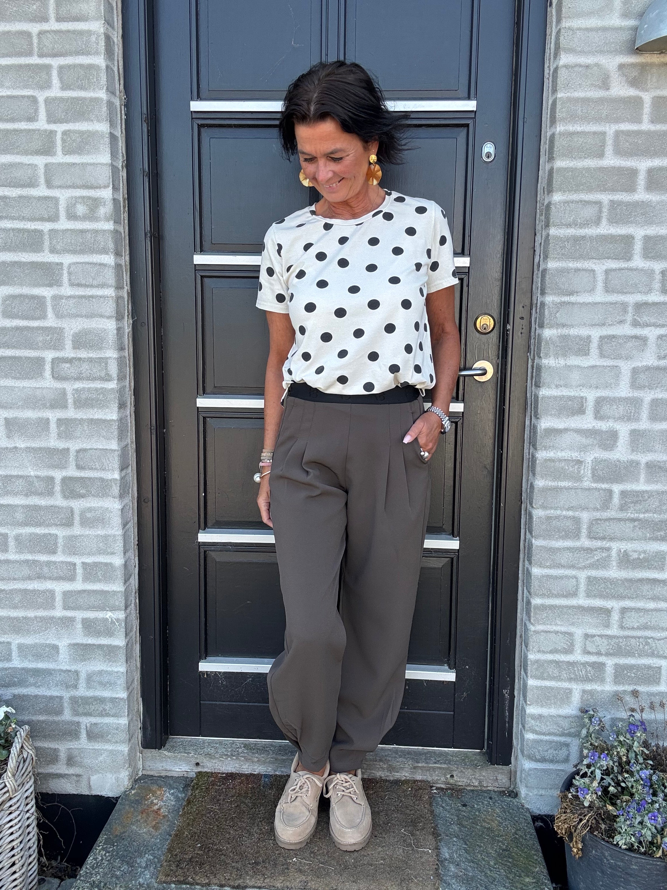 Black Colour T-shirt - BcZelda T-shirt i Creme med Sorte Dots