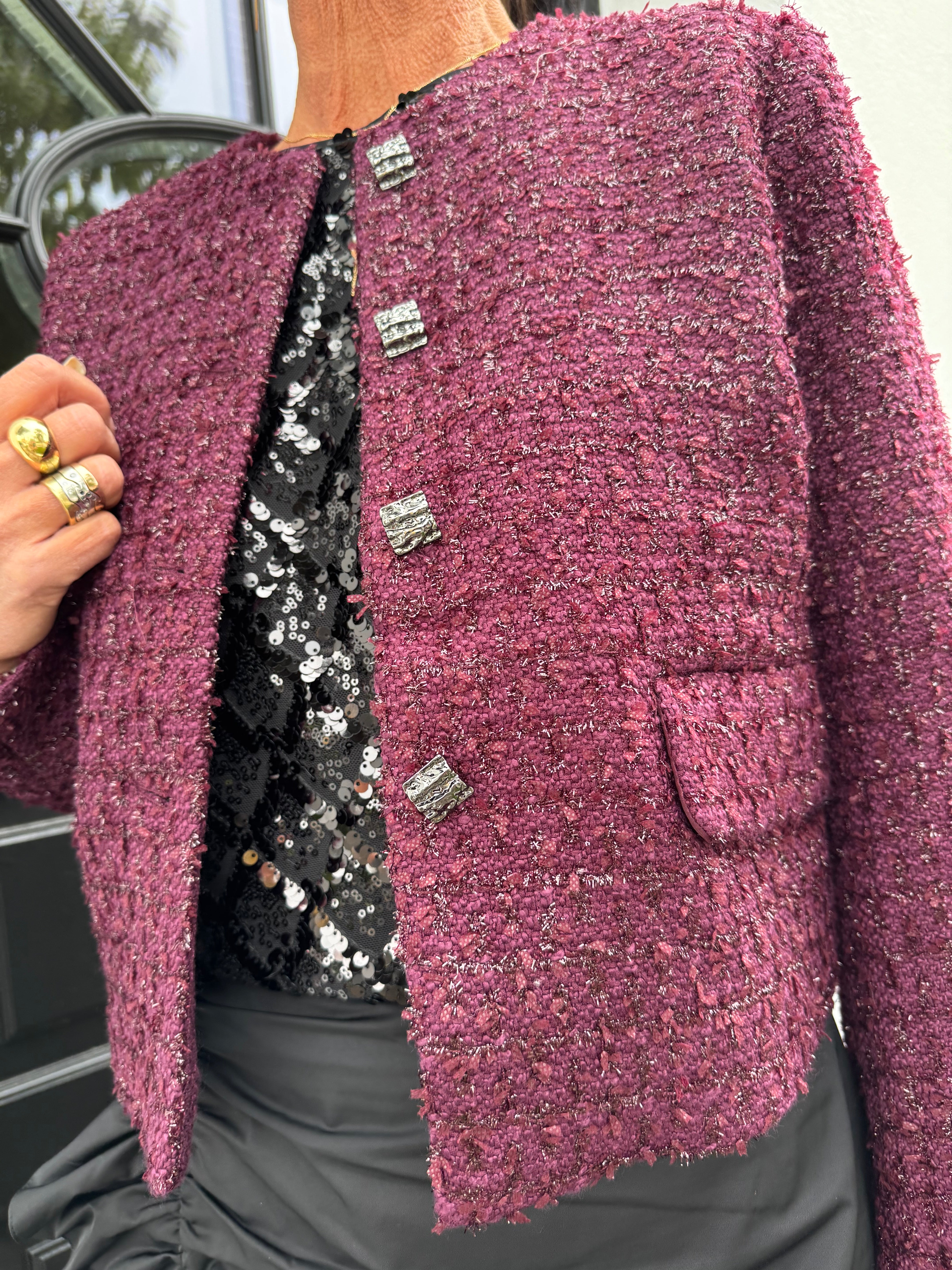 Co´Couture Jakke - PeachCC Boucle Jakke i Plum