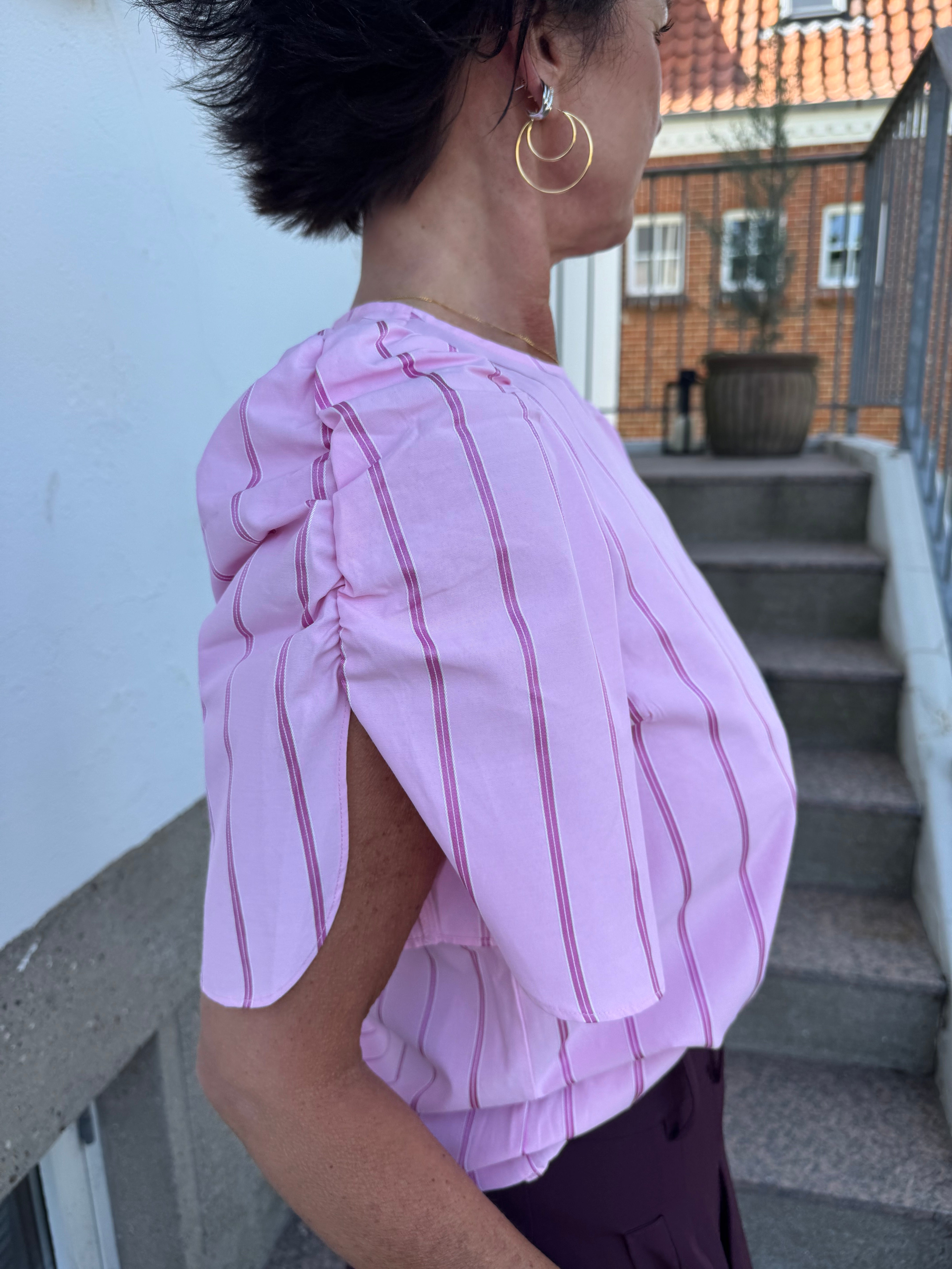 Co´couture Bluse - RosalineCC Stribet Bluse i Pale Pink