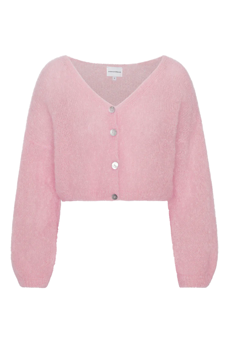 Americandreams Strik - Cornelia Cropped Strik Cardigan i Soft Berry