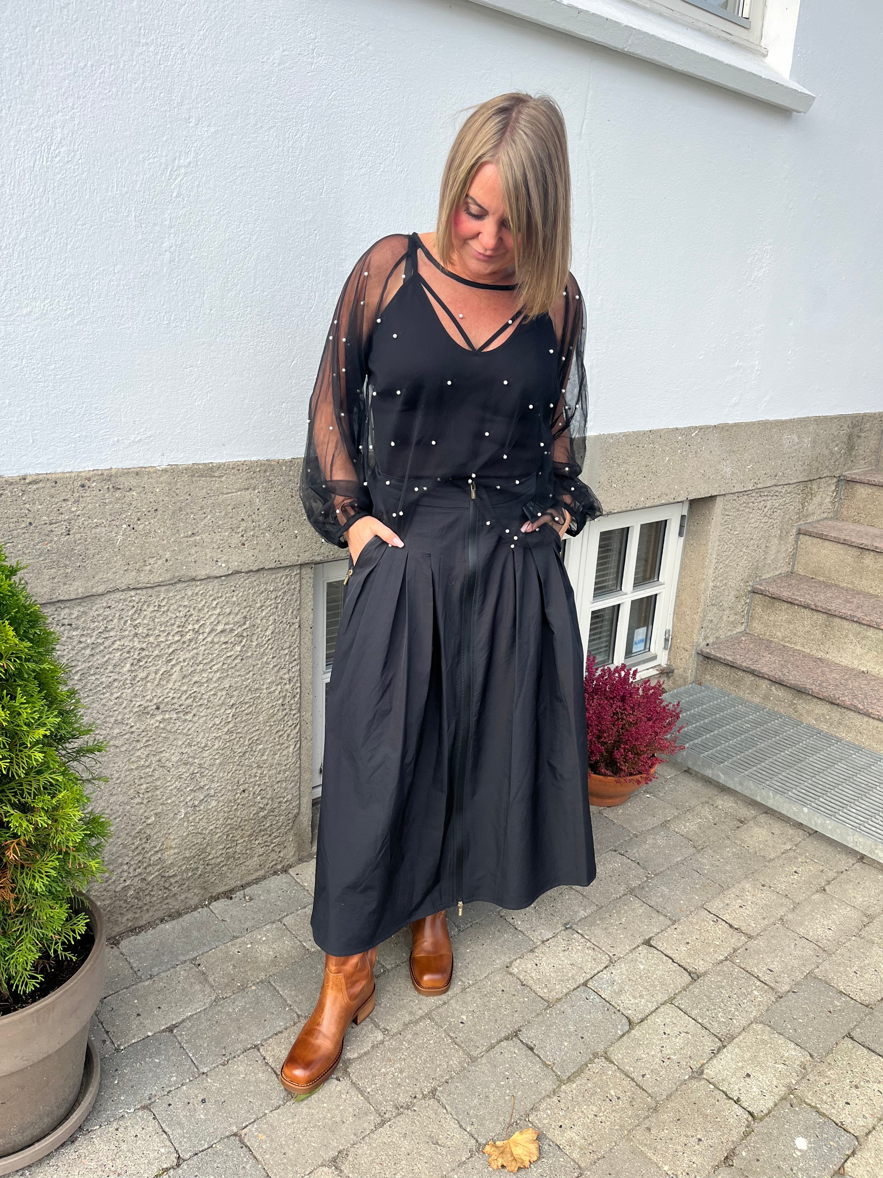 Black Colour Bluse - BcPerla Mesh Bluse i Sort