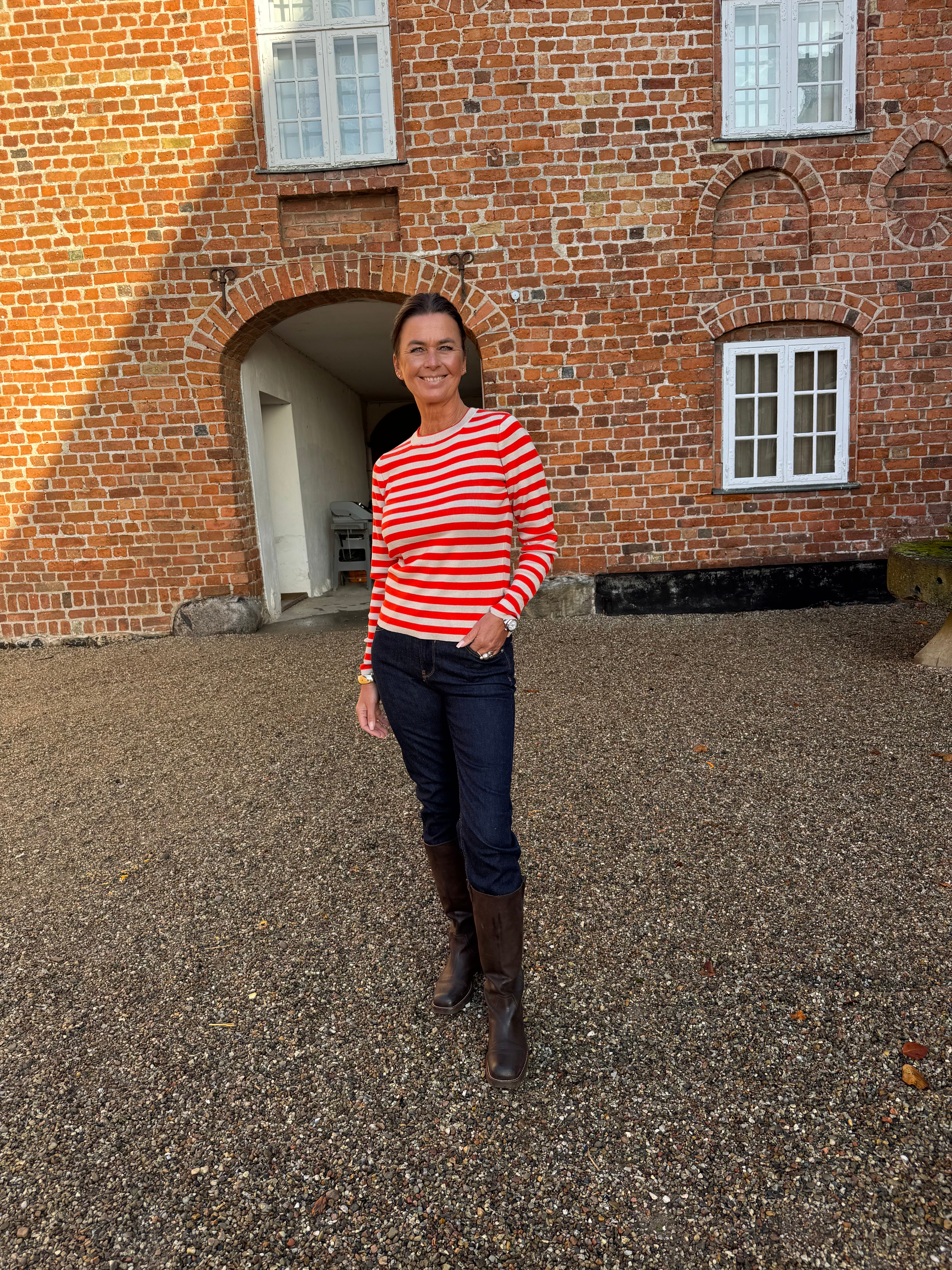 Nümph Strik - Nustripy Strik Bluse i Fiery Red