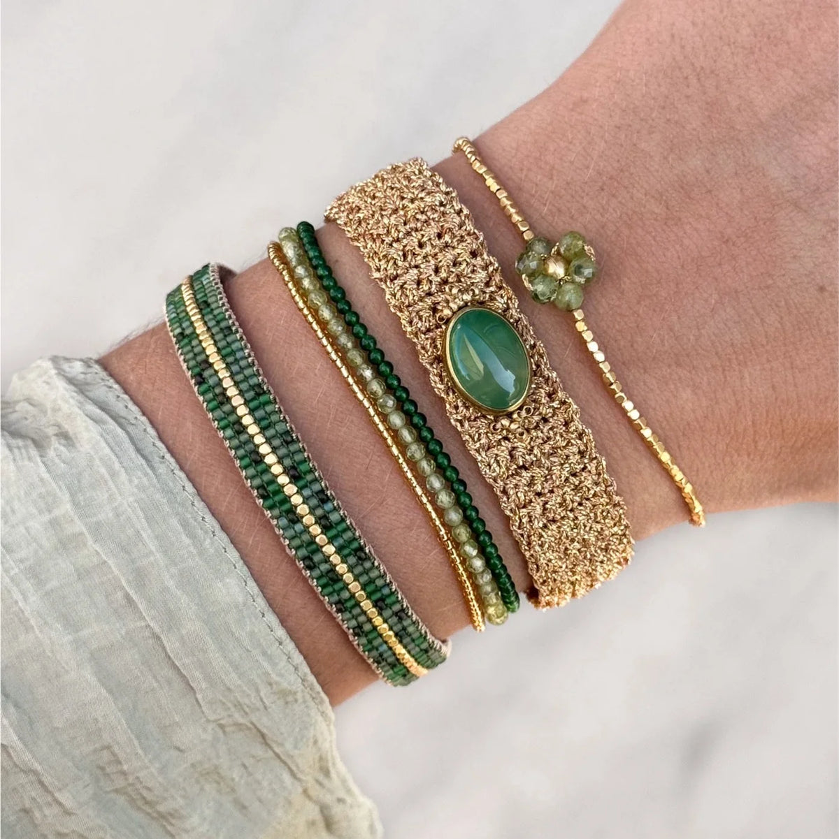 IBU Jewels Armbånd - AG MIX 02 Lulu Dua Armbånd i Mix Green