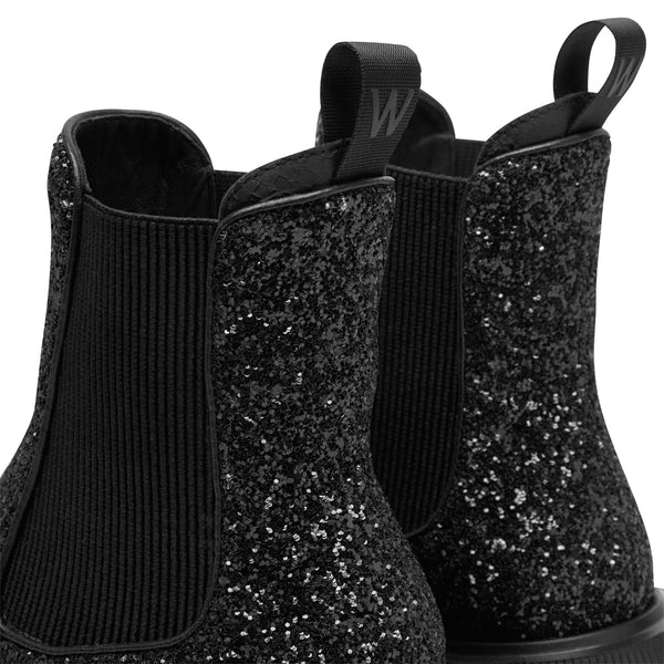 Woden Støvle - Aya Glitter Støvle i Sort