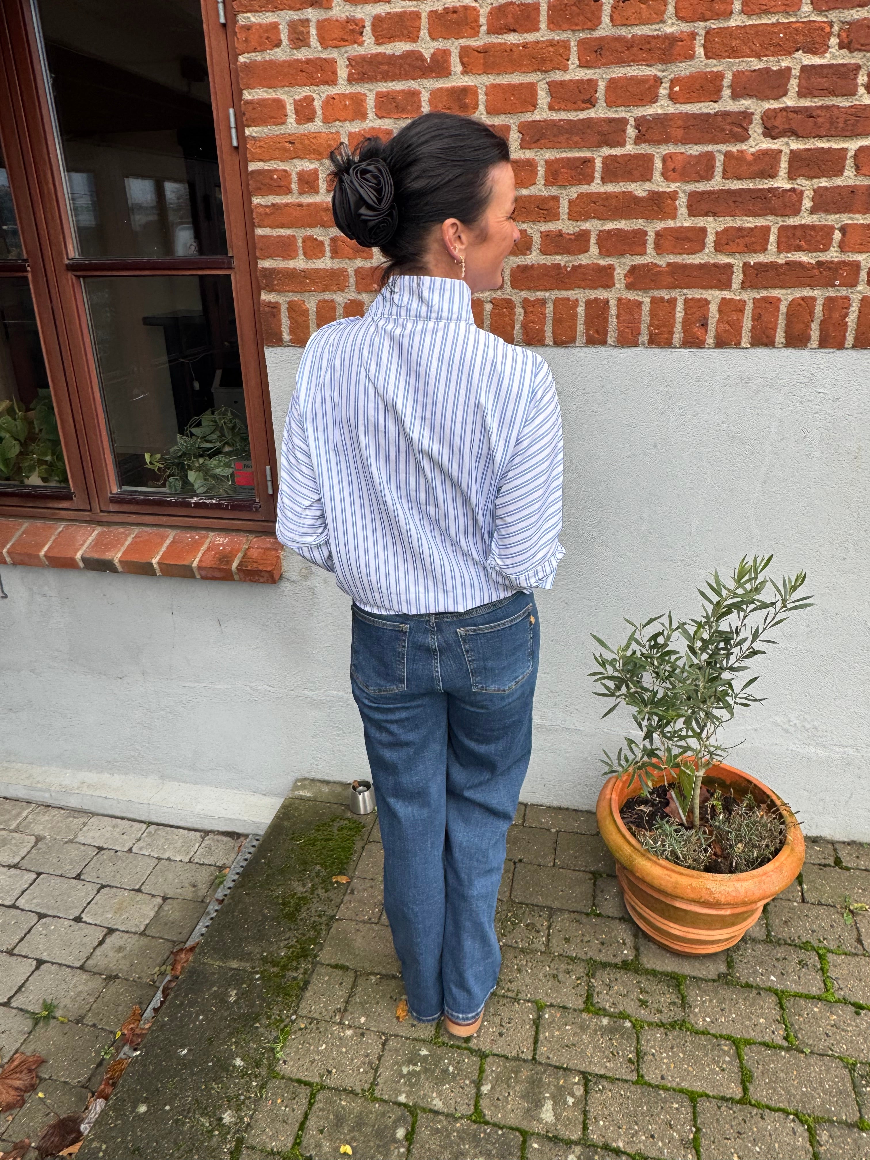 Co´Couture Skjorte - DevinCC AsymCC Button Skjorte i Blå Strib