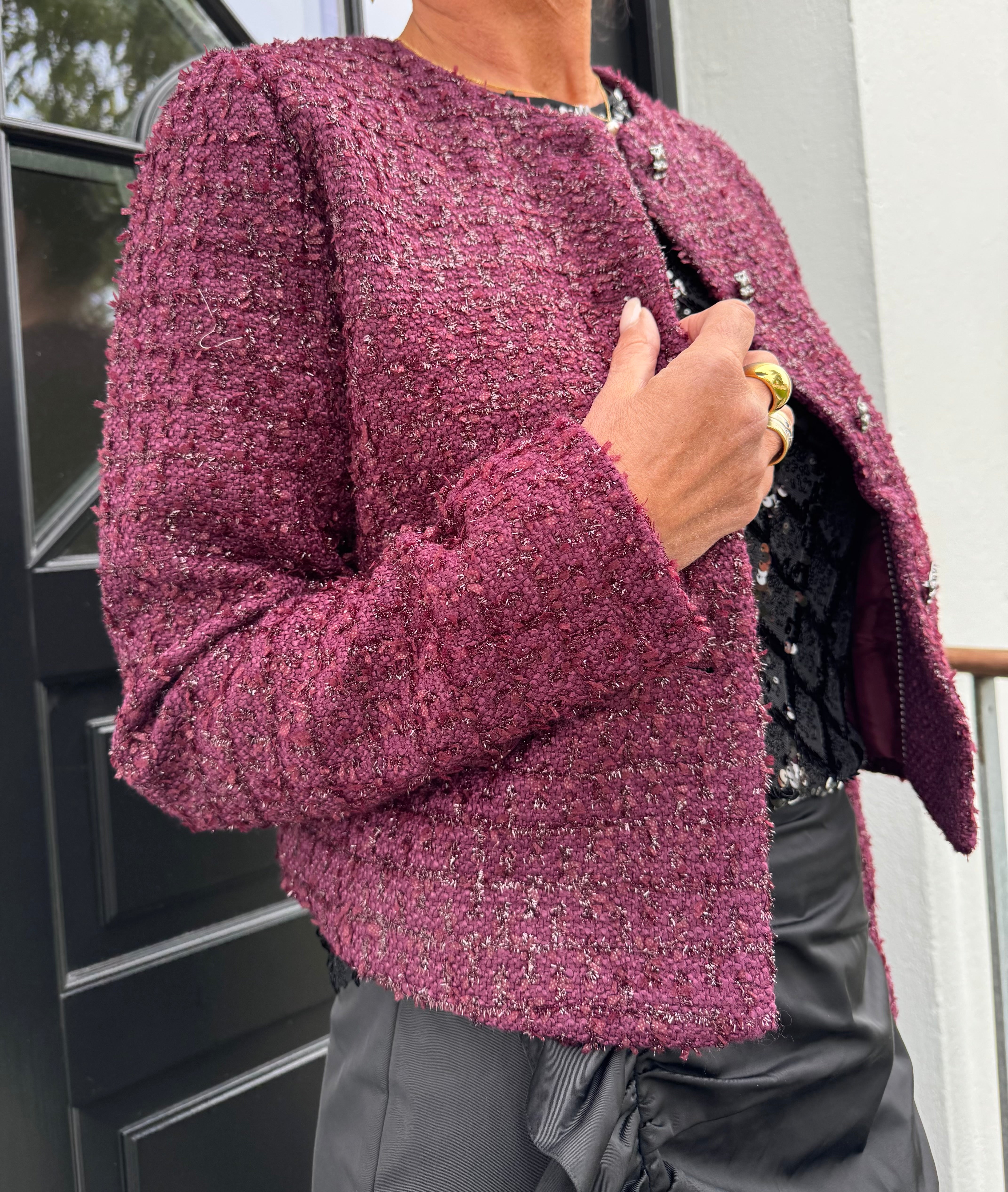 Co´Couture Jakke - PeachCC Boucle Jakke i Plum