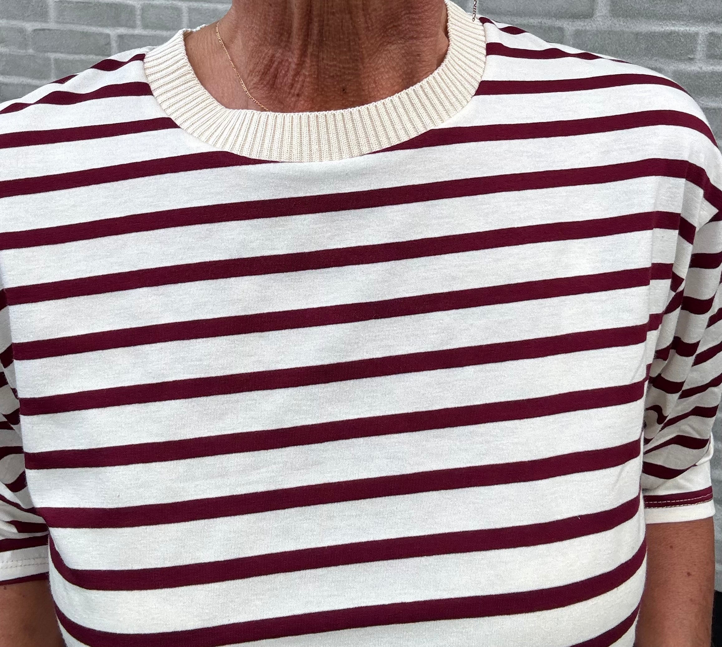 MARTA du château Bluse - MdcBrooklyn Bluse i Beige Bordeaux Strib