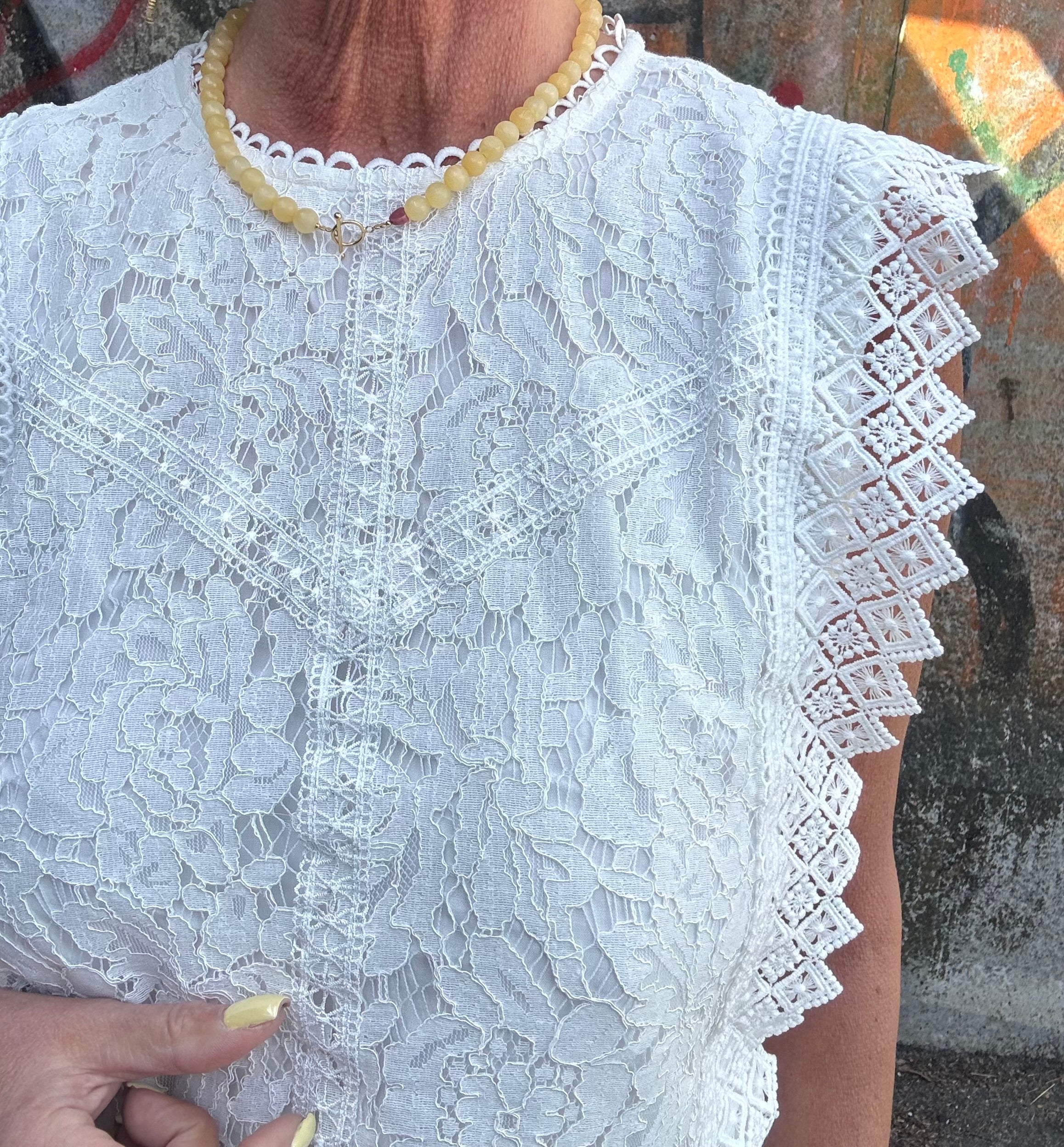 Co´couture Bluse - LanaCC Lace Top i Hvid
